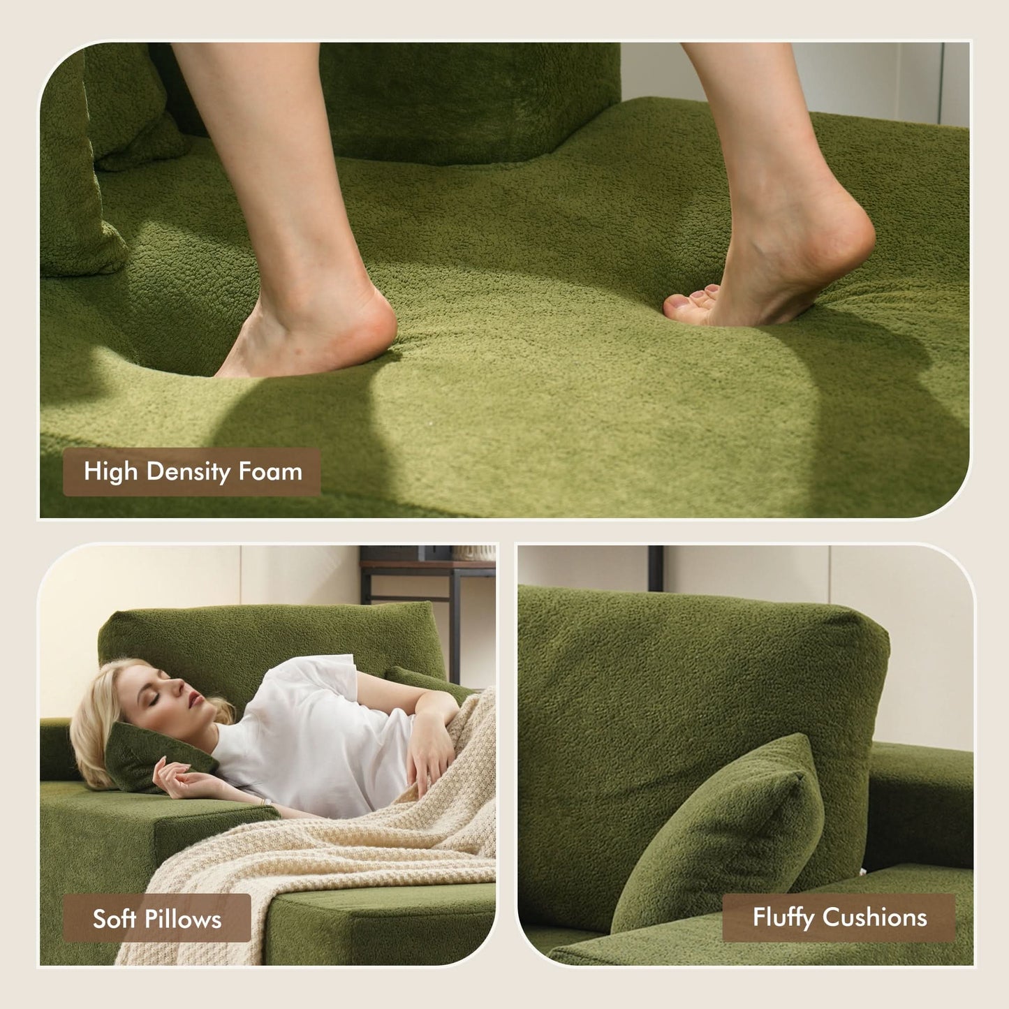 Plush Velvet Chaise Lounge Sofa Bed - Oversized Sleeper Couch for Living Room