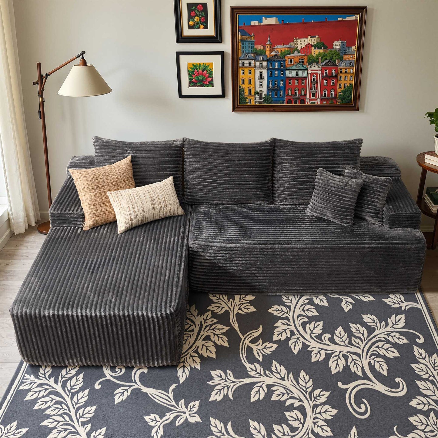 96" Cloud Sectional Couch with L-Shape Chaise,Modern Modular Sofa with Deep Seat, No Assembly Required