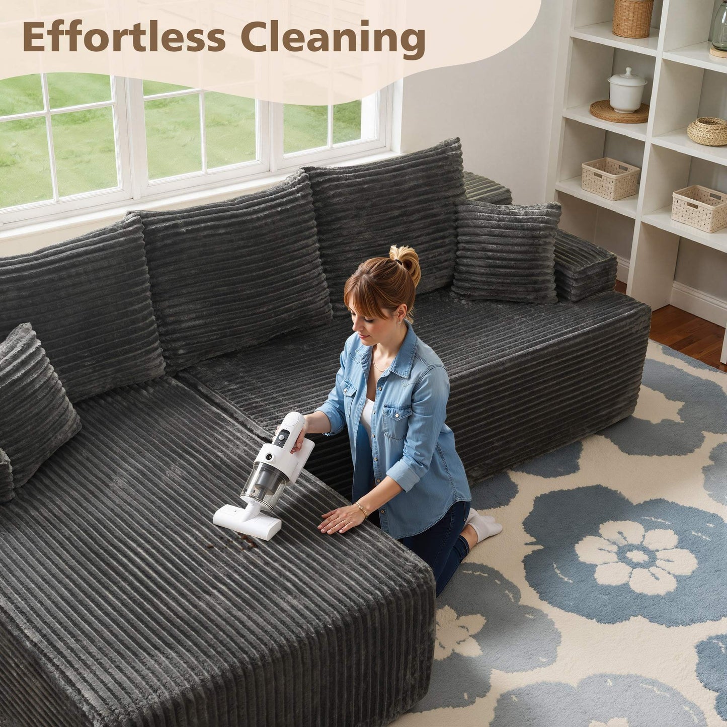 96" Cloud Sectional Couch with L-Shape Chaise,Modern Modular Sofa with Deep Seat, No Assembly Required