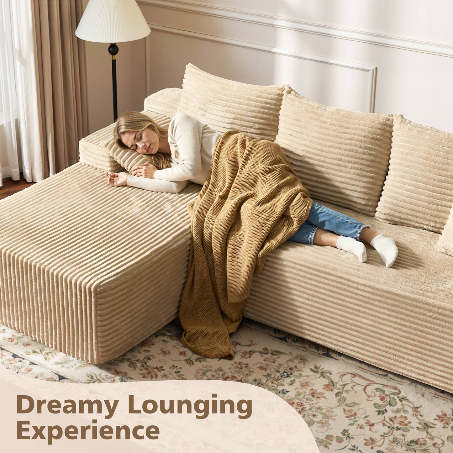 96" Cloud Sectional Couch with L-Shape Chaise,Modern Modular Sofa with Deep Seat, No Assembly Required
