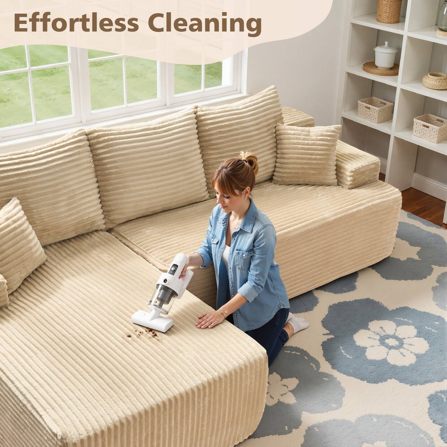 96" Cloud Sectional Couch with L-Shape Chaise,Modern Modular Sofa with Deep Seat, No Assembly Required