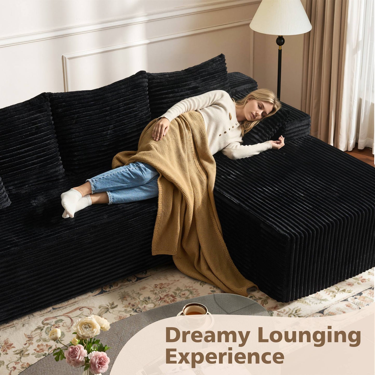 96" Cloud Sectional Couch with L-Shape Chaise,Modern Modular Sofa with Deep Seat, No Assembly Required