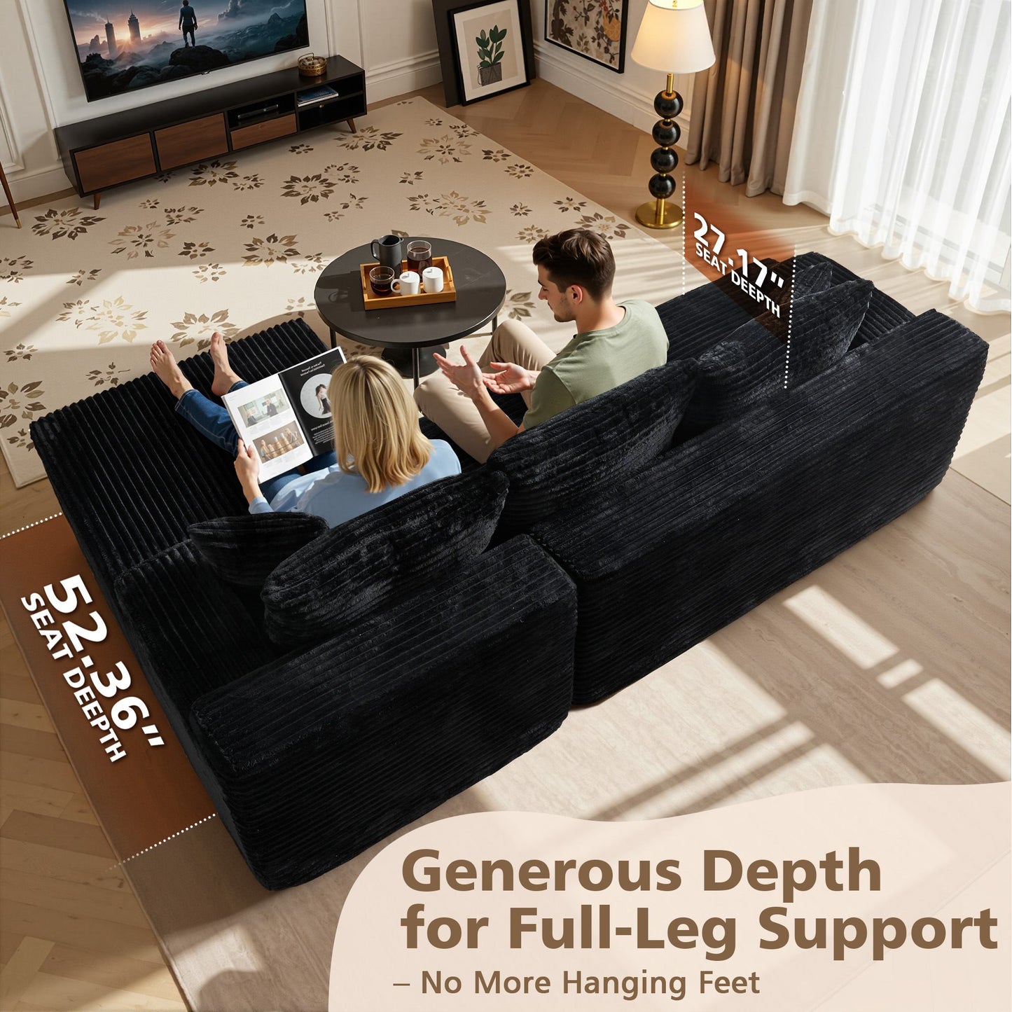 96" Cloud Sectional Couch with L-Shape Chaise,Modern Modular Sofa with Deep Seat, No Assembly Required