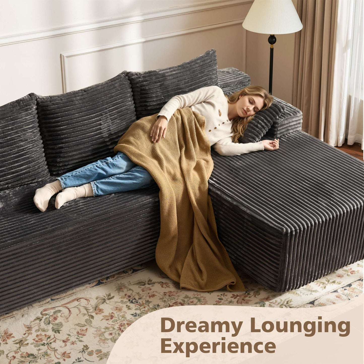 96" Cloud Sectional Couch with L-Shape Chaise,Modern Modular Sofa with Deep Seat, No Assembly Required