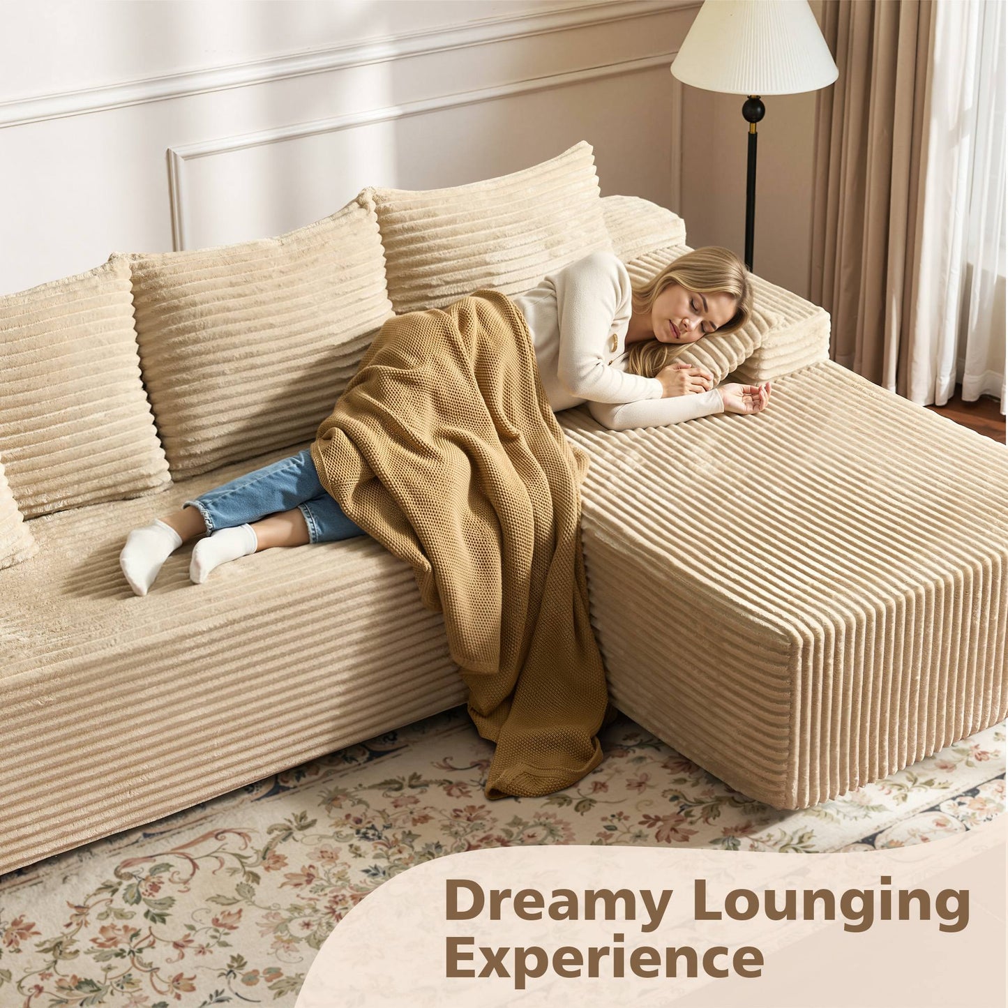 96" Cloud Sectional Couch with L-Shape Chaise,Modern Modular Sofa with Deep Seat, No Assembly Required