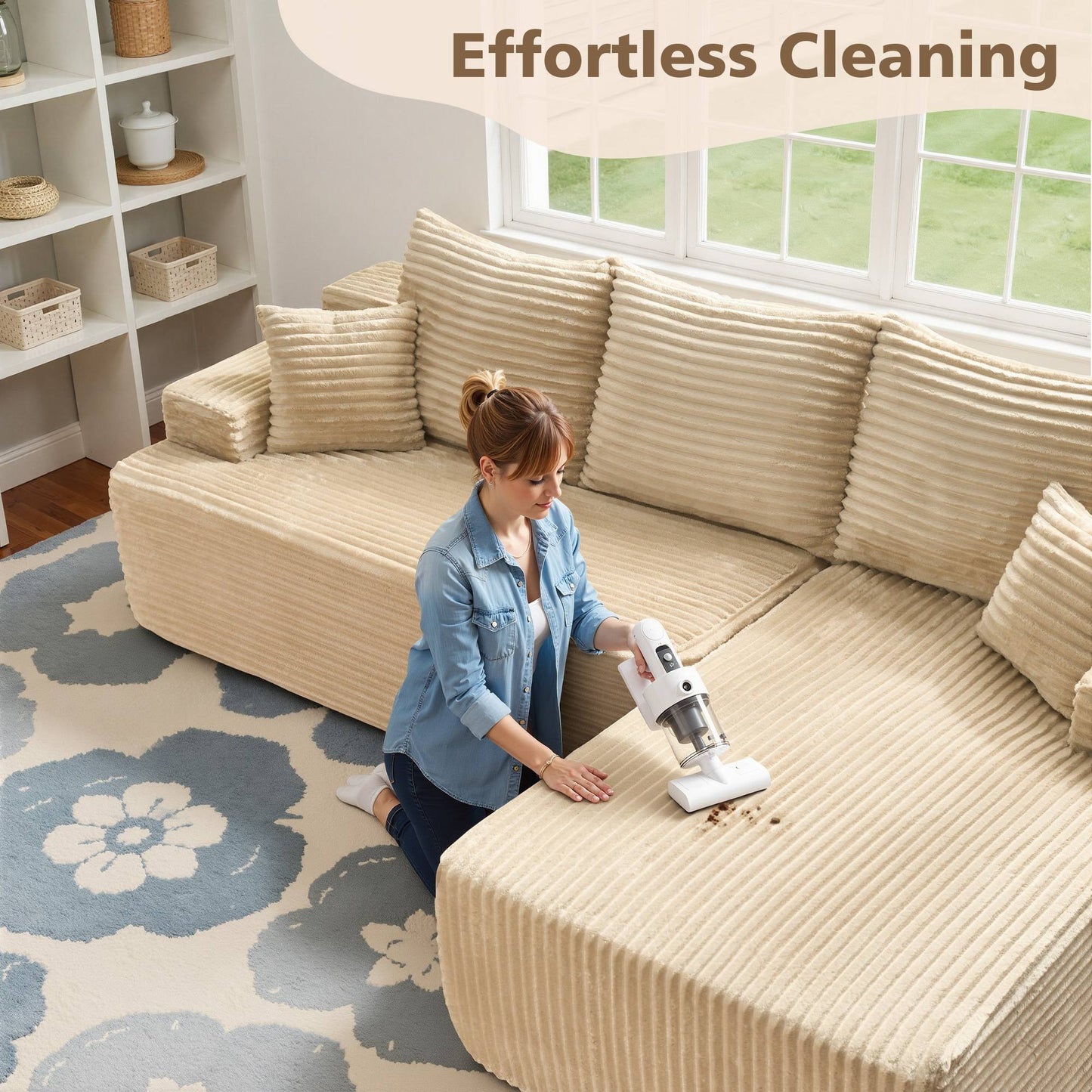 96" Cloud Sectional Couch with L-Shape Chaise,Modern Modular Sofa with Deep Seat, No Assembly Required