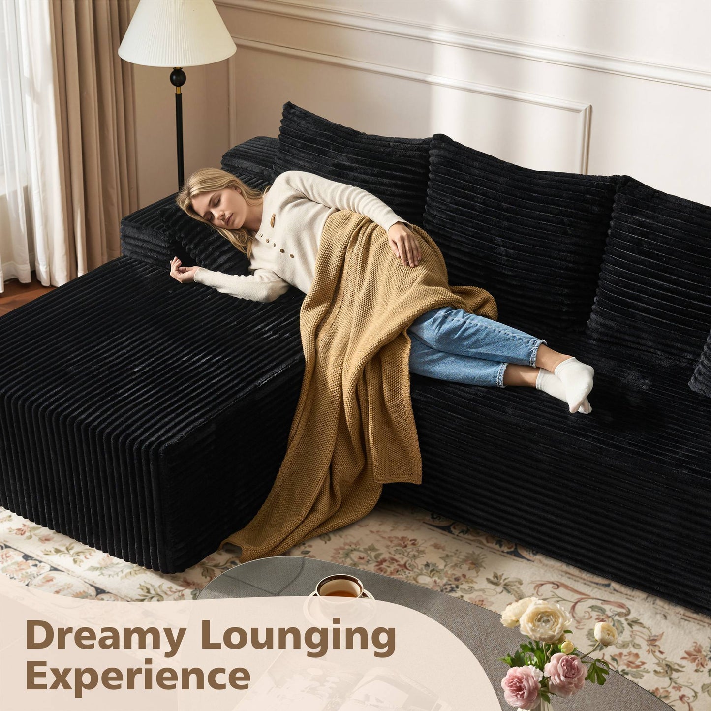 96" Cloud Sectional Couch with L-Shape Chaise,Modern Modular Sofa with Deep Seat, No Assembly Required