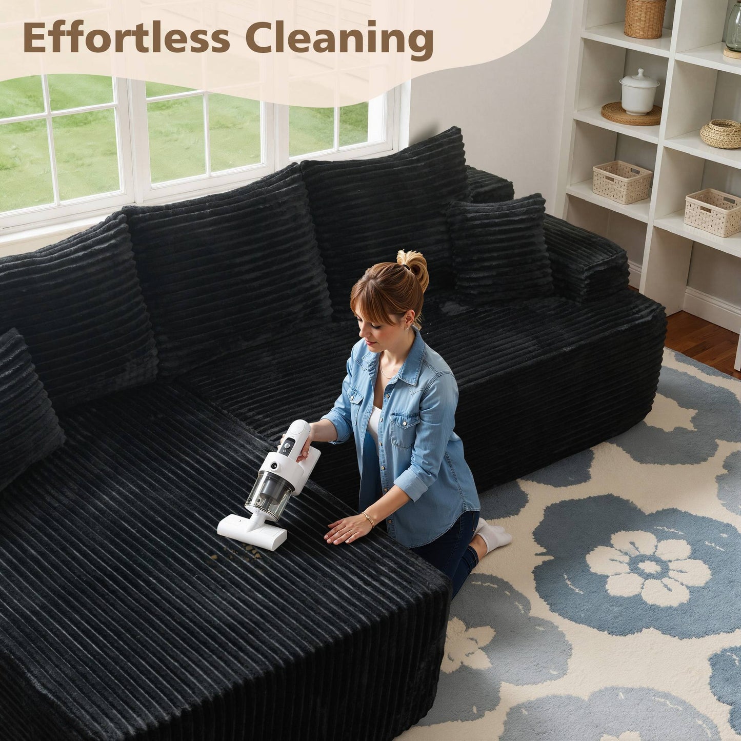 96" Cloud Sectional Couch with L-Shape Chaise,Modern Modular Sofa with Deep Seat, No Assembly Required