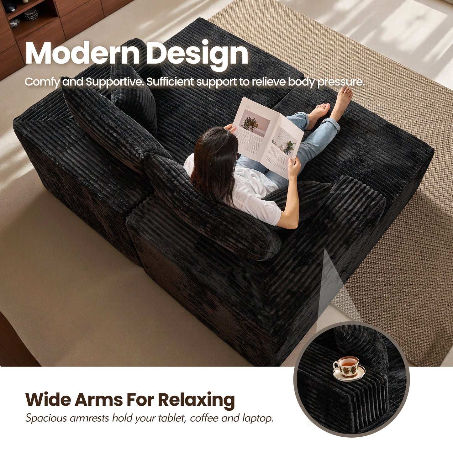 81" Boneless Sofa, Sleeper Couch, No Assembly Required
