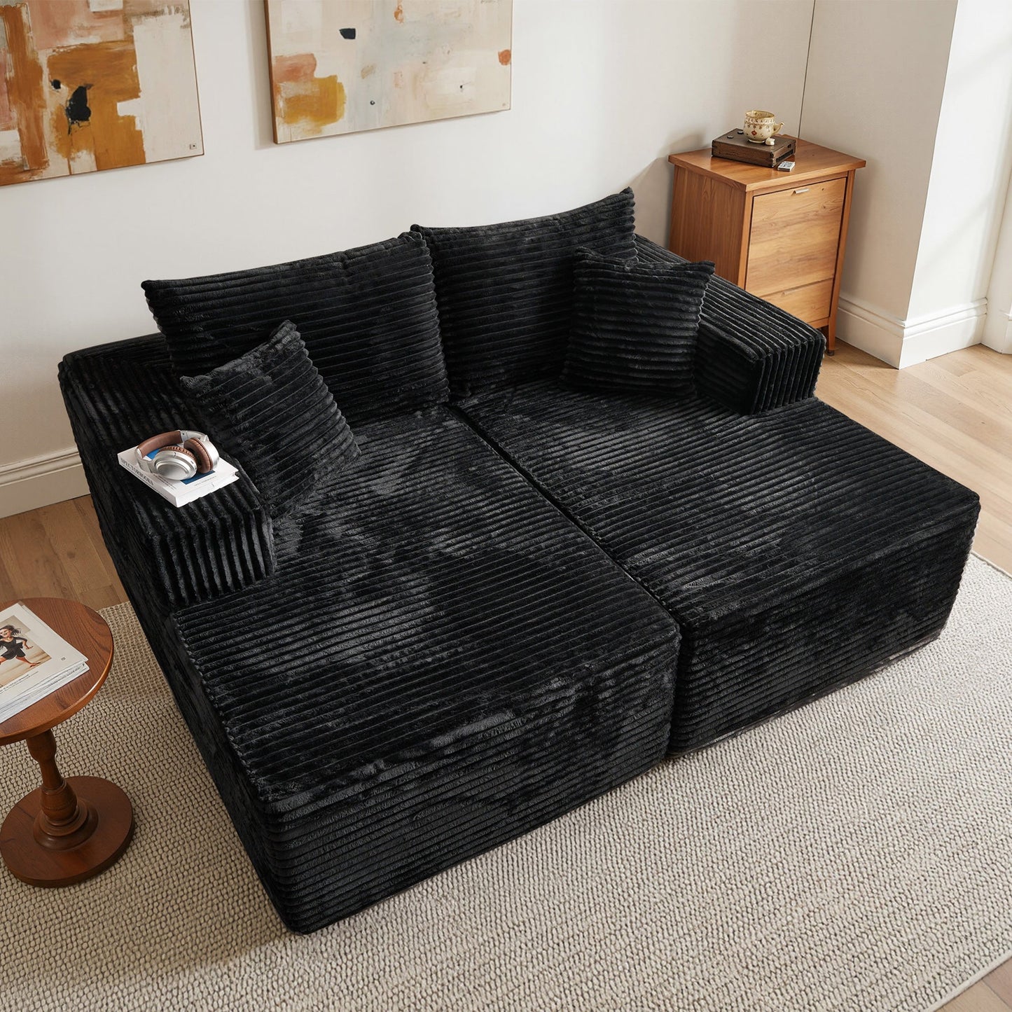 74.8" Boneless Sofa, Sleeper Couch, No Assembly Required