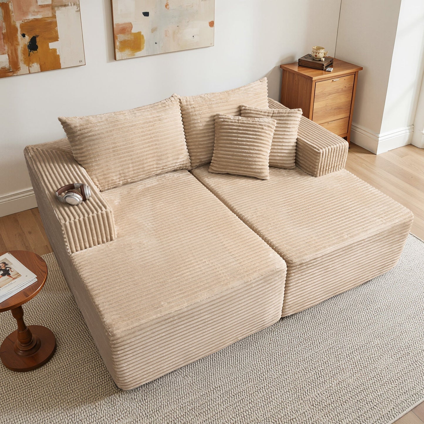 74.8" Boneless Sofa, Sleeper Couch, No Assembly Required