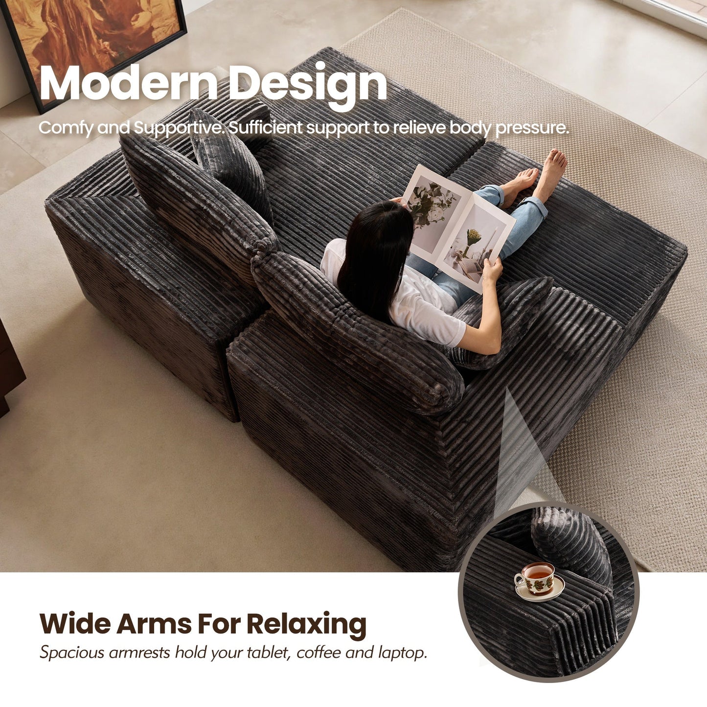 81" Boneless Sofa, Sleeper Couch, No Assembly Required