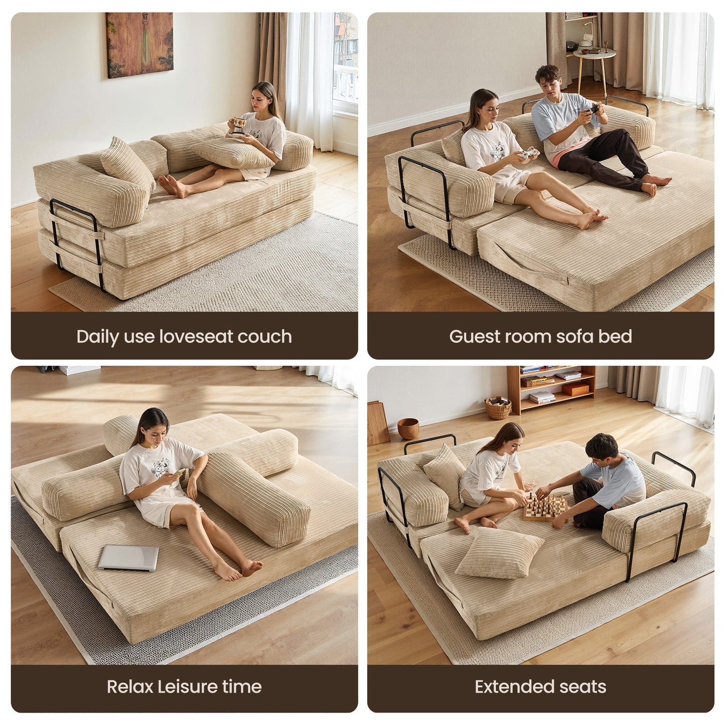 80" Convertible Modular Sofa Bed