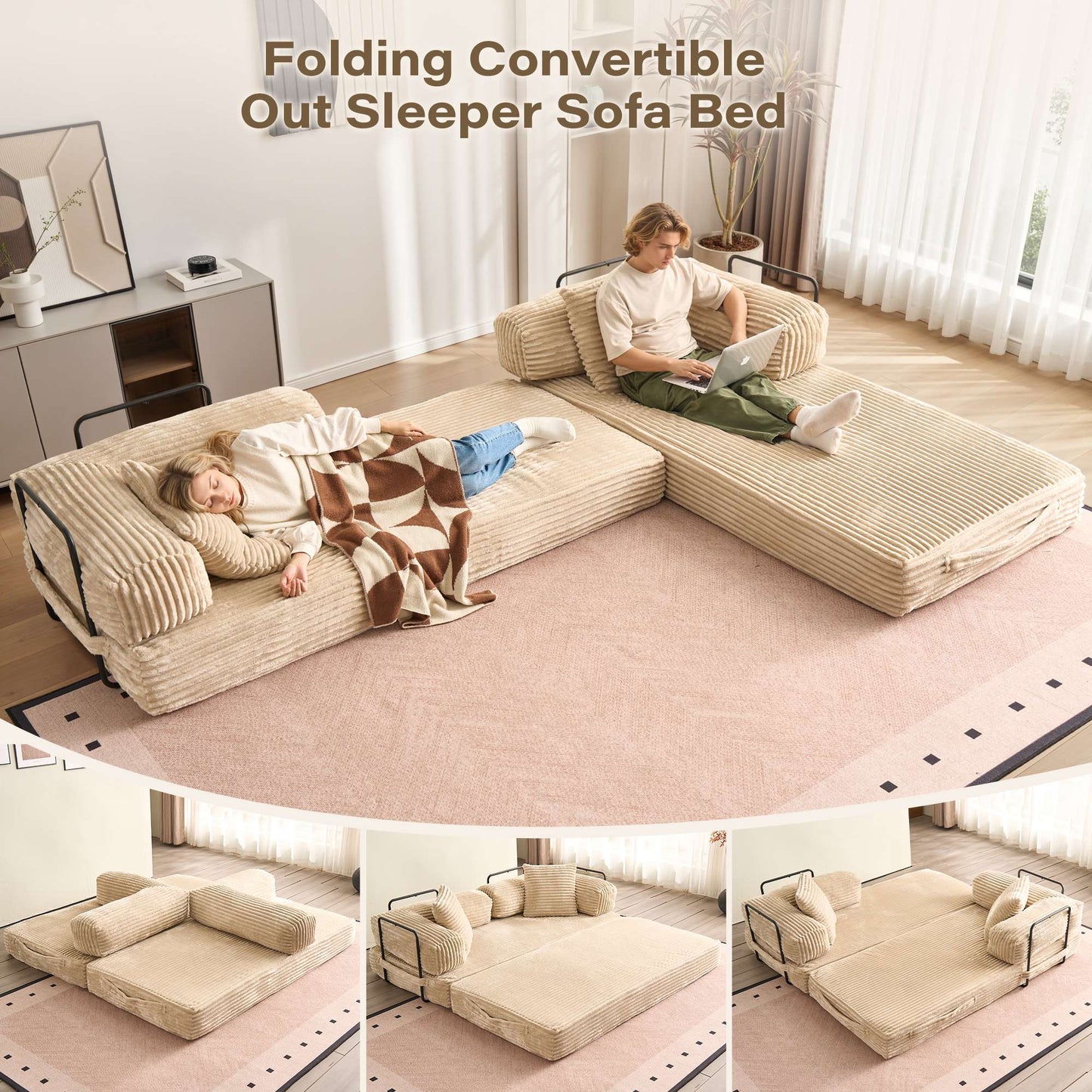 80" Convertible Modular Sofa Bed