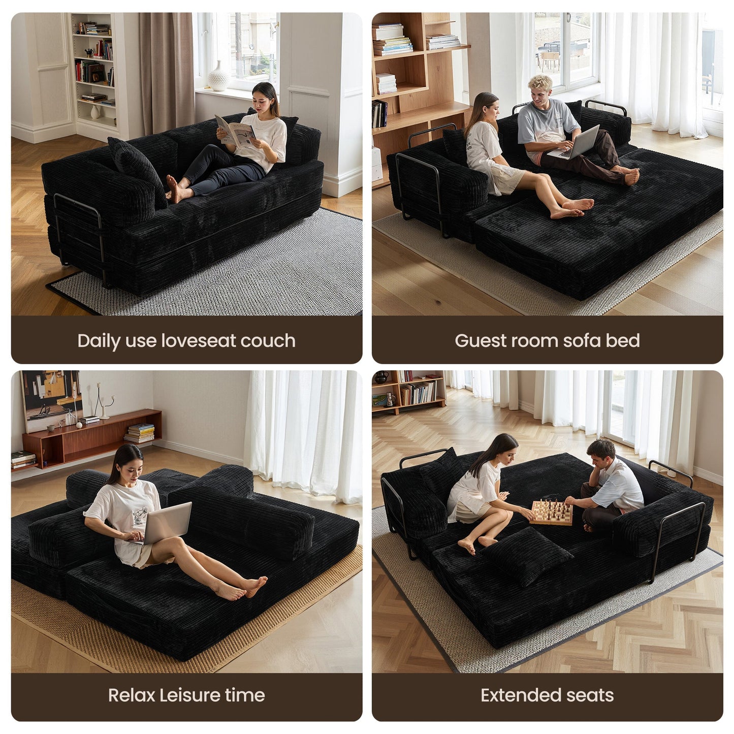 80" Convertible Modular Sofa Bed