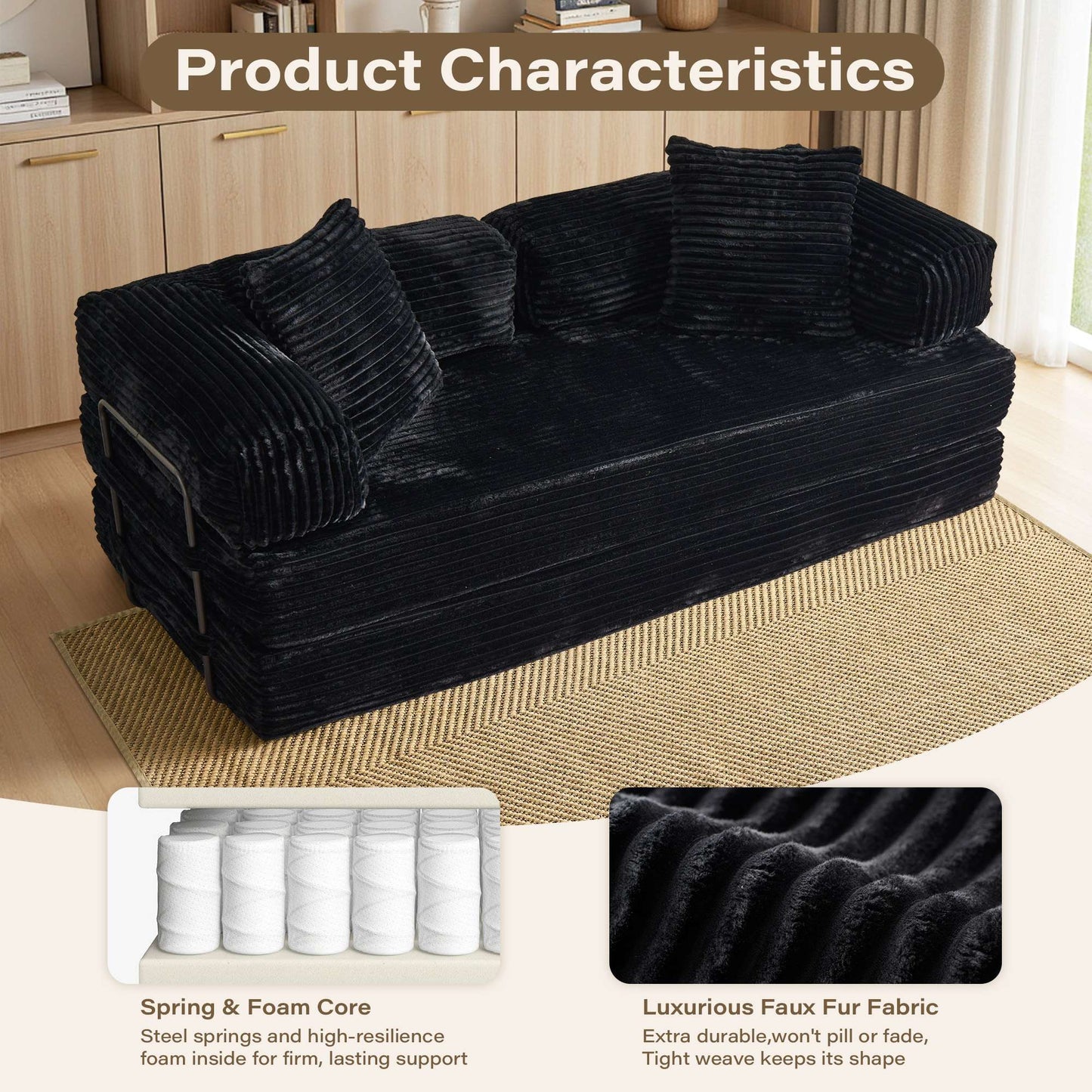 80" Convertible Modular Sofa Bed