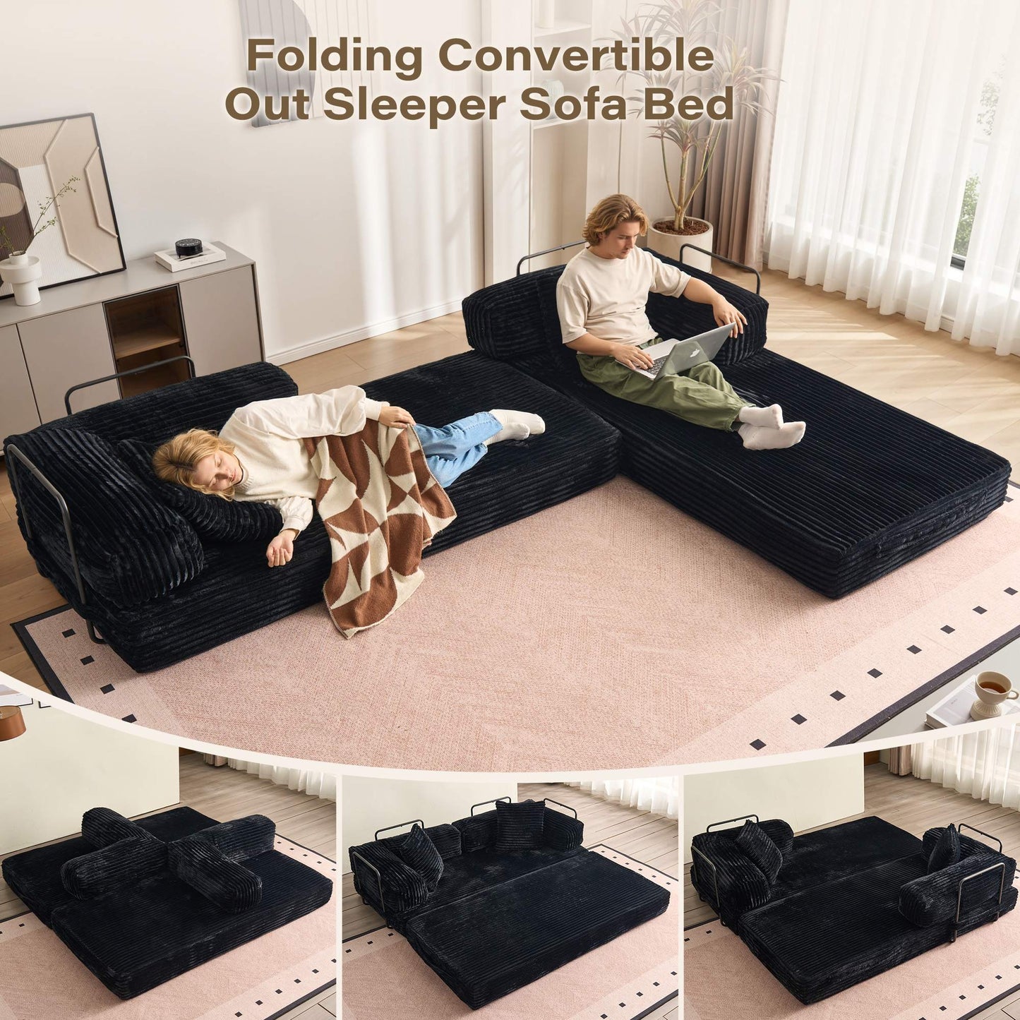 80" Convertible Modular Sofa Bed
