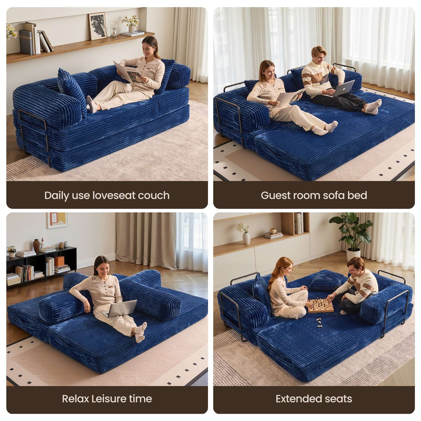 80" Convertible Modular Sofa Bed