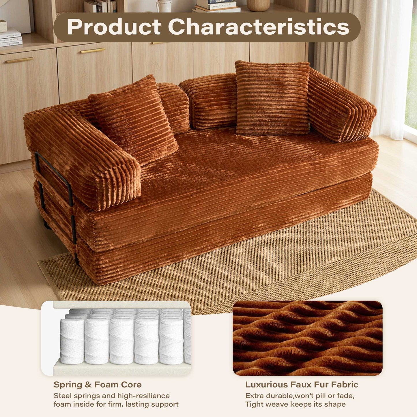 80" Convertible Modular Sofa Bed