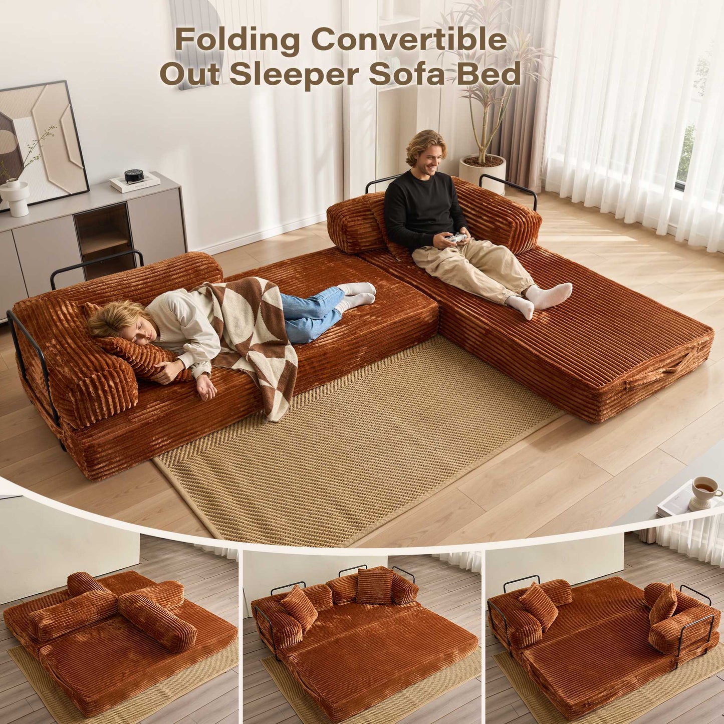 80" Convertible Modular Sofa Bed