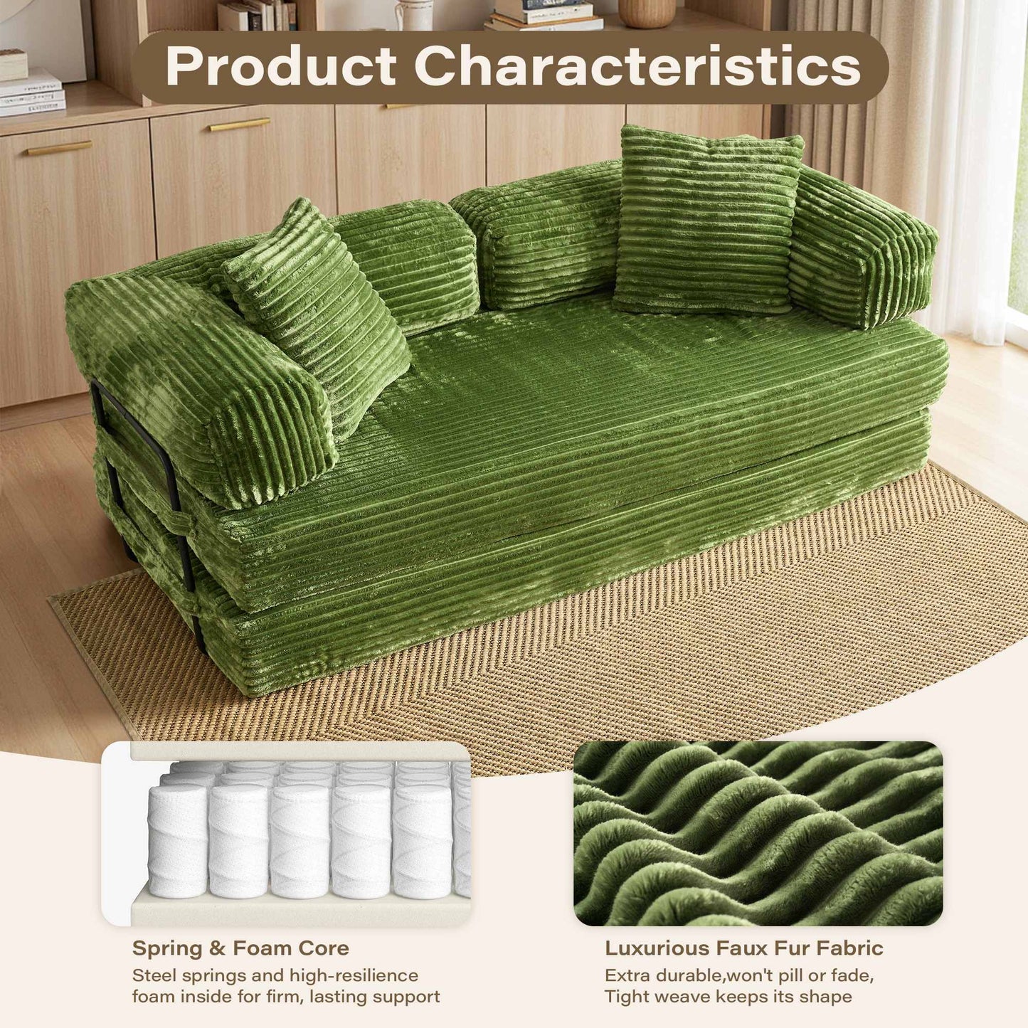 80" Convertible Modular Sofa Bed