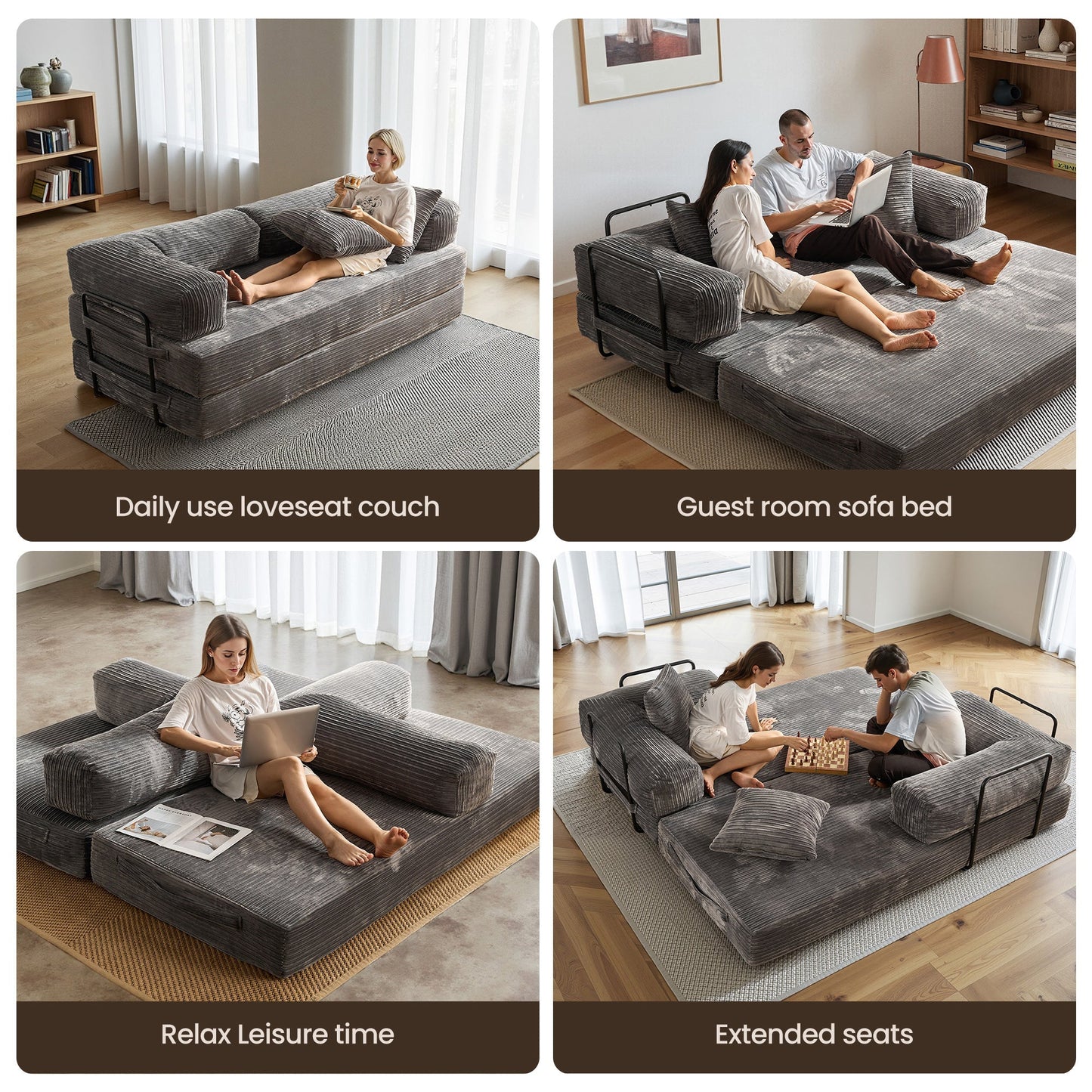 80" Convertible Modular Sofa Bed