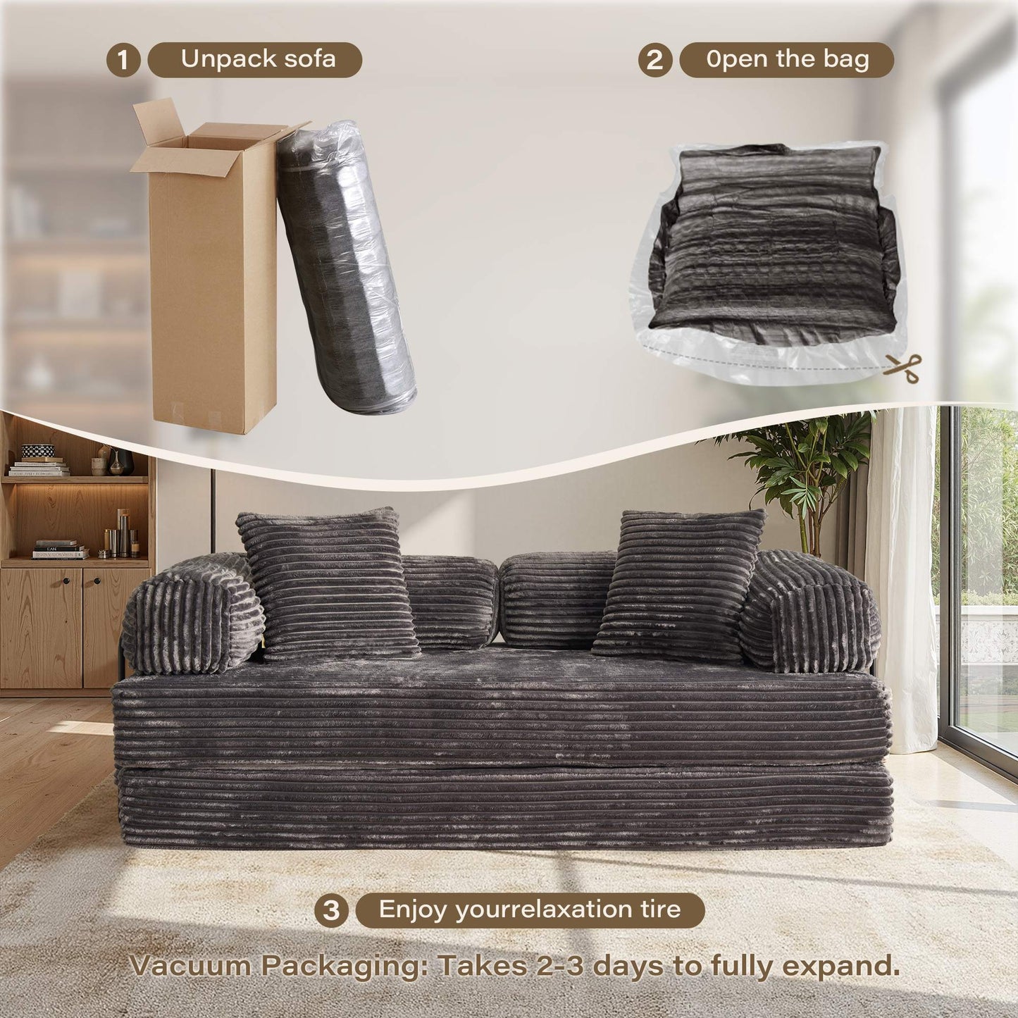 80" Convertible Modular Sofa Bed