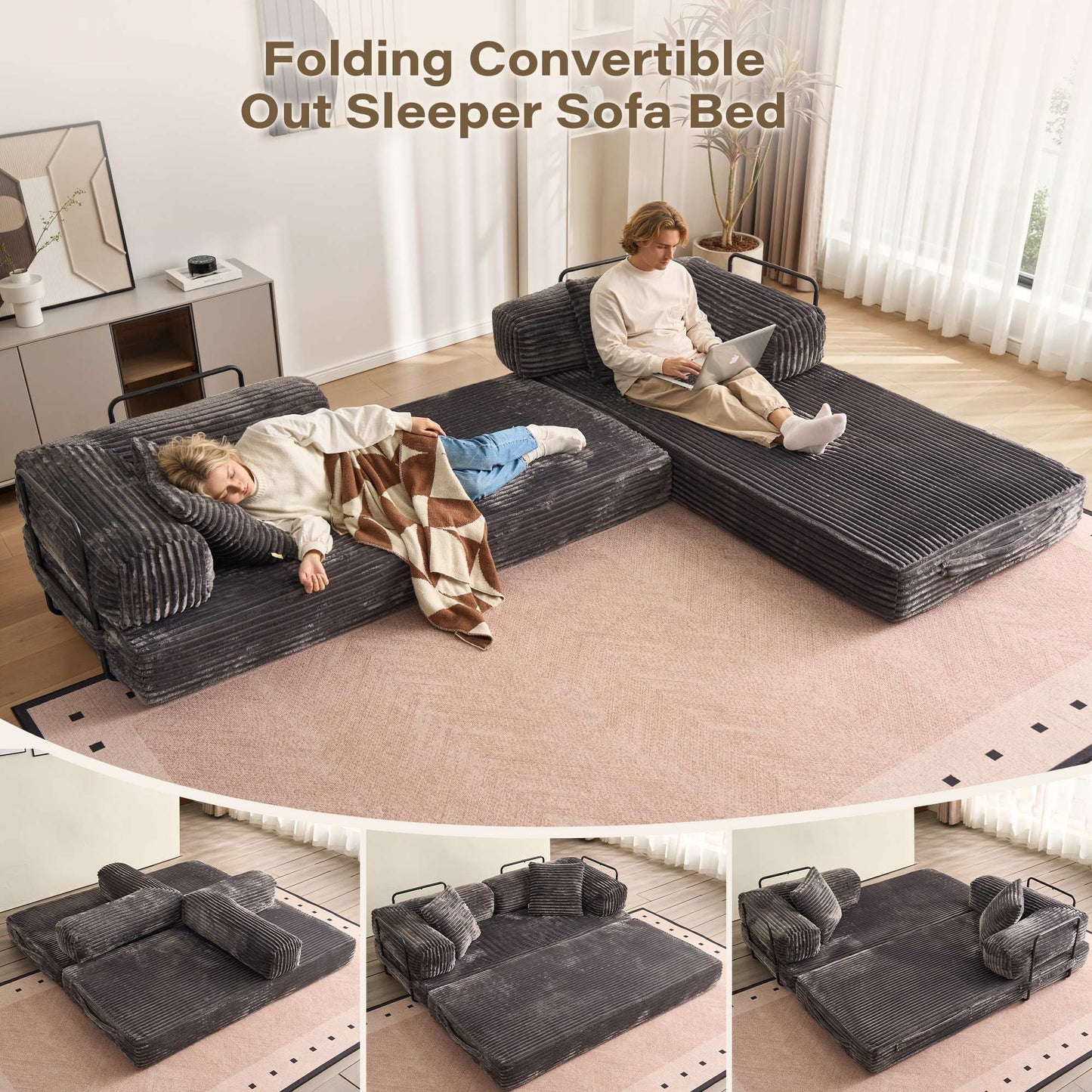 80" Convertible Modular Sofa Bed