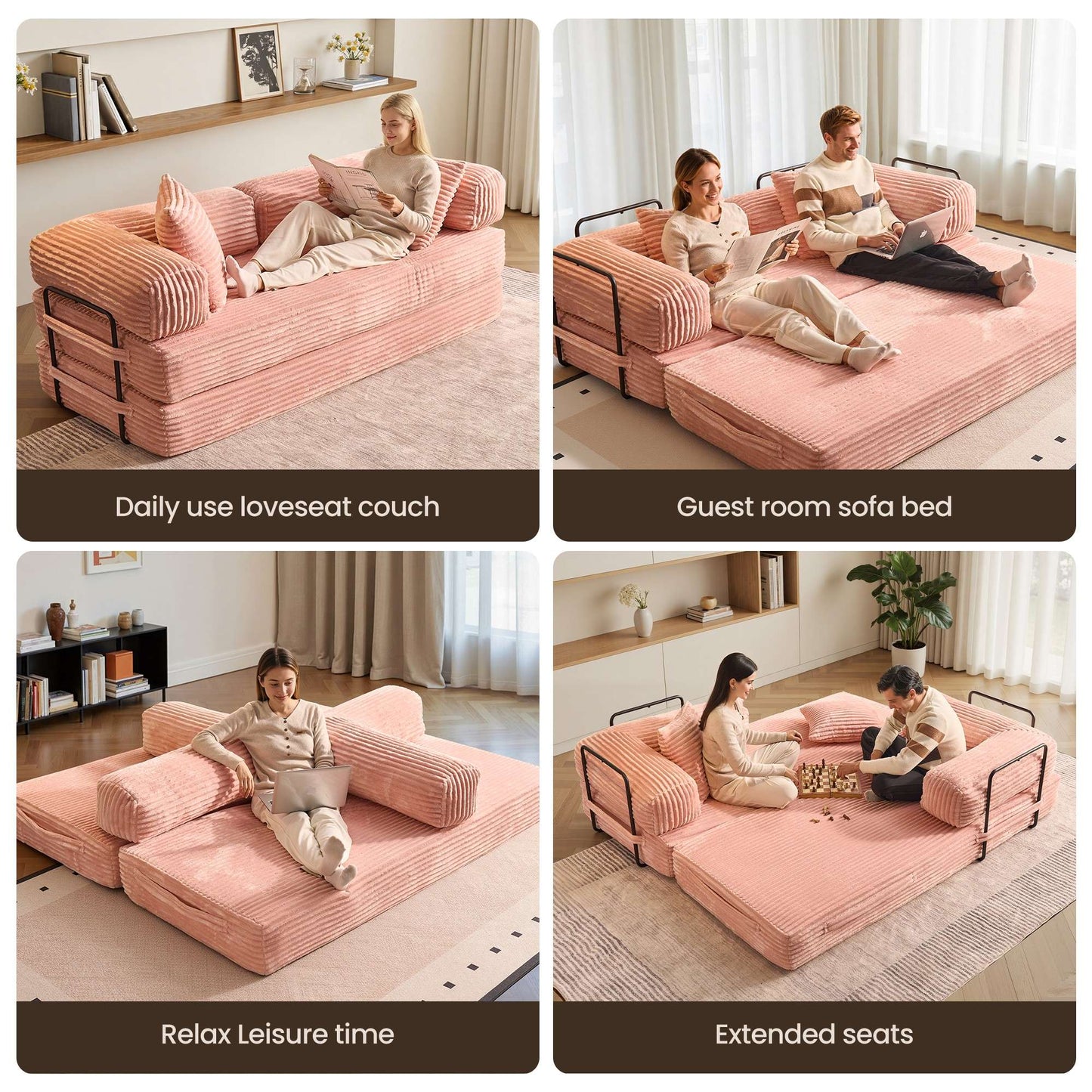 80" Convertible Modular Sofa Bed