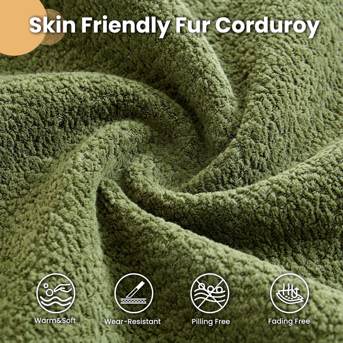 59" O-Shape Modular Couch, Plush Corduroy Fabric, No Assembly Required
