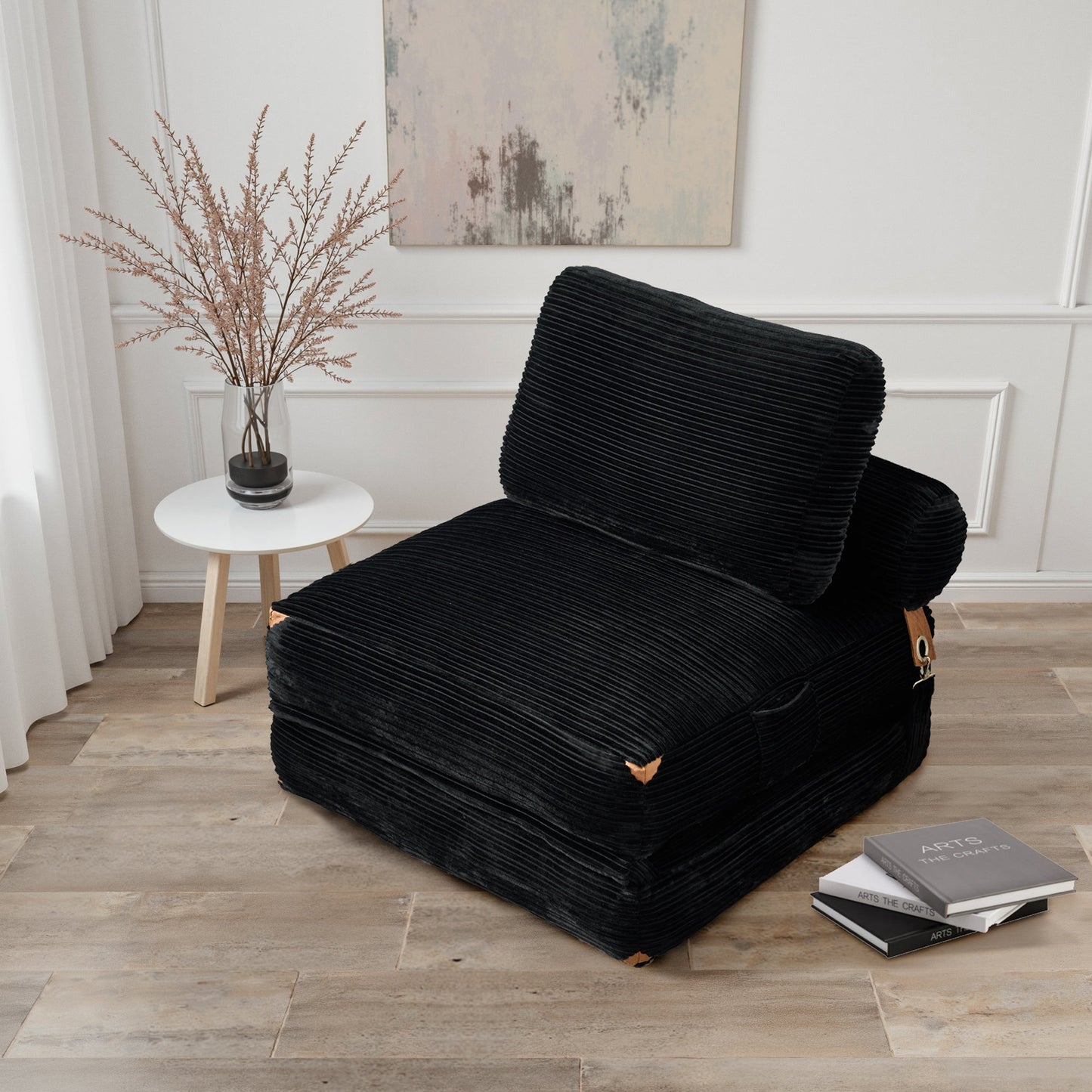 Bean Bag Bed Folding Sofa Bed – Convertible Sleeper Chair with Pillow & Back Support