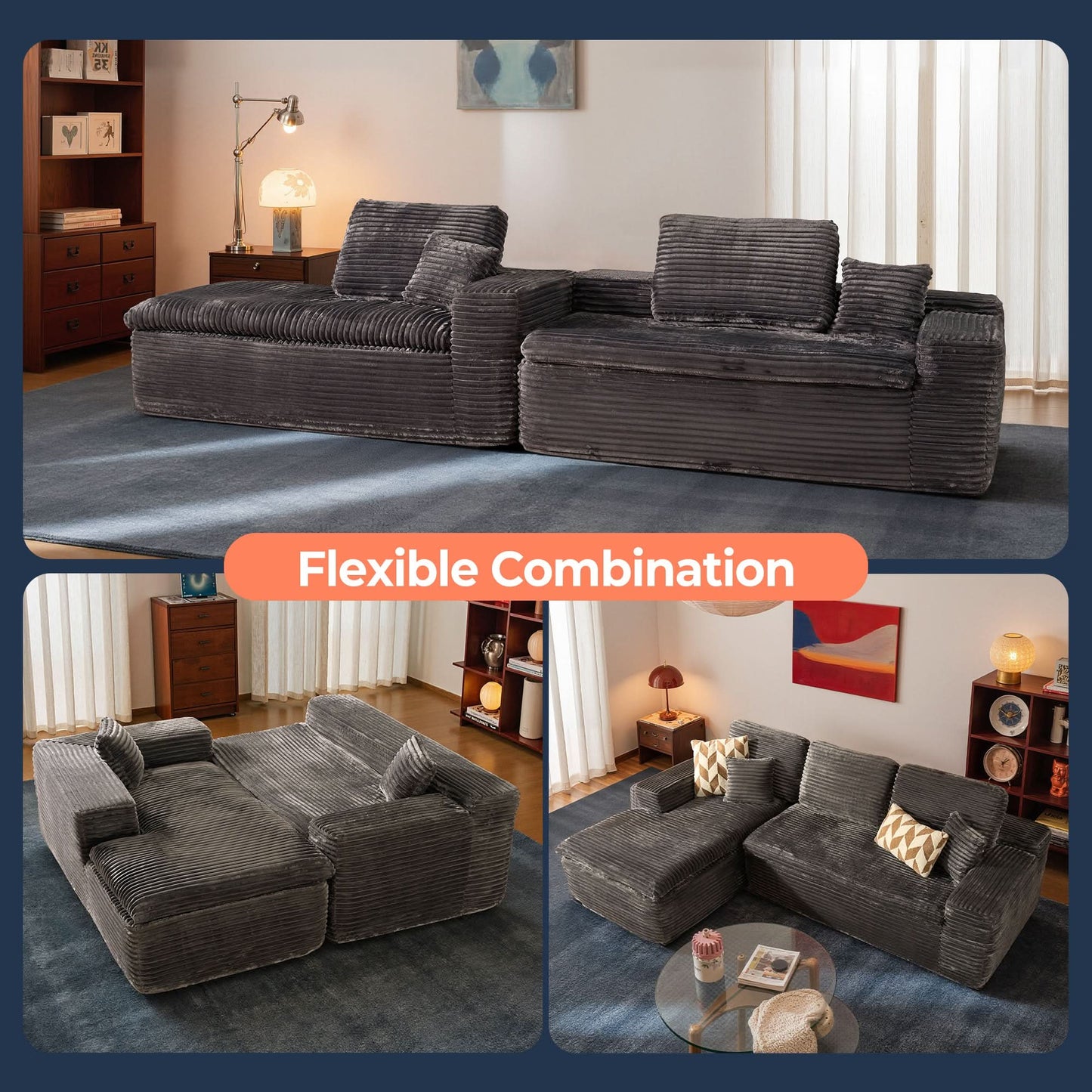 105" Modular Sectional Sofa with Chaise,Deep Seat Cloud Couch, Modern L-Shape