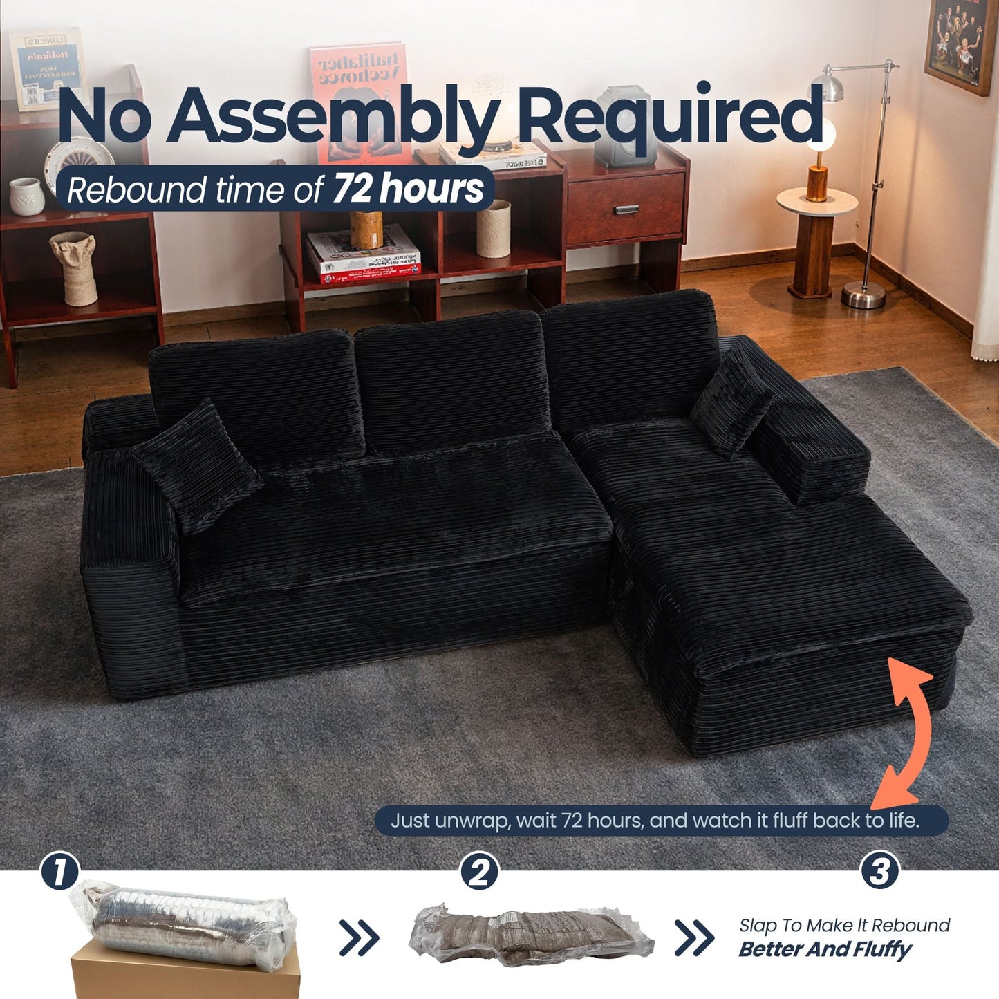 Modular L-Shape Sectional Sofa with Chaise, Deep Seat Cloud Couch