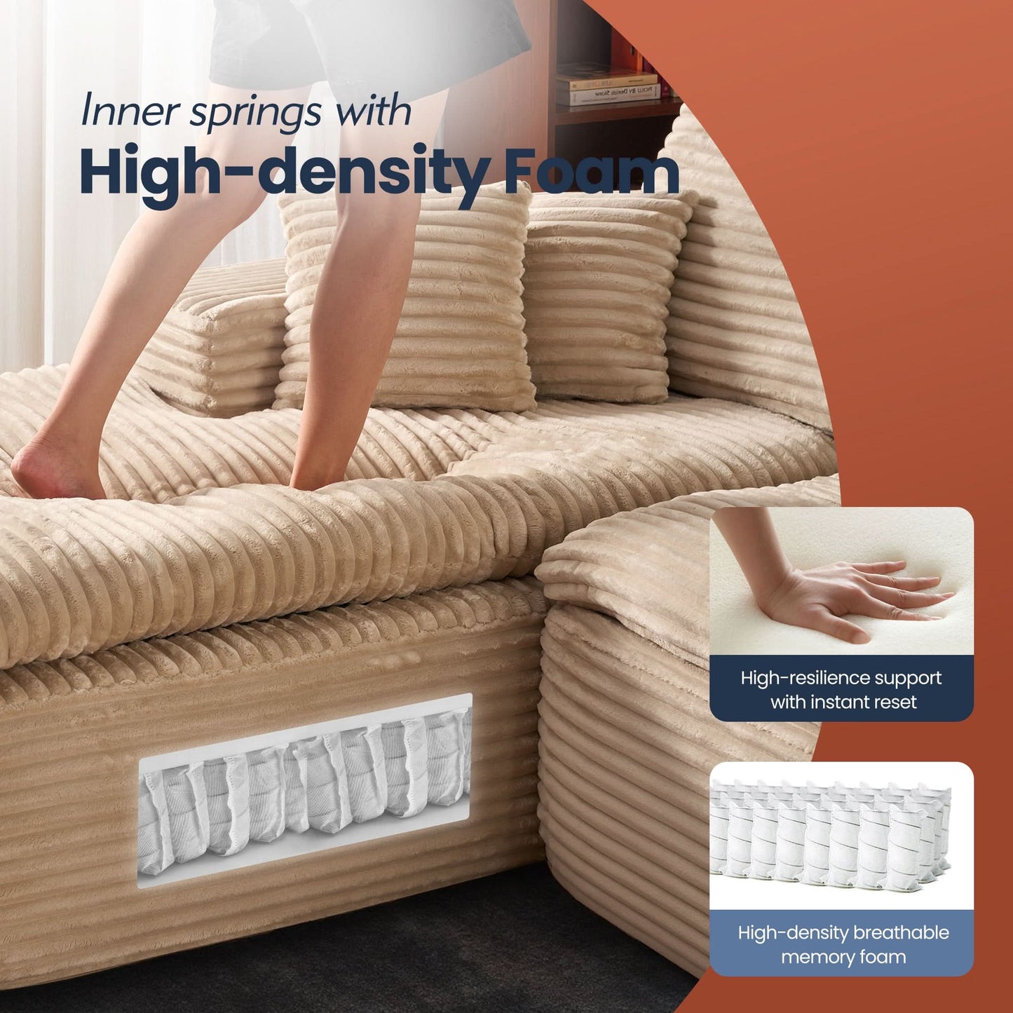 105" Modular Sectional Sofa with Chaise,Deep Seat Cloud Couch, Modern L-Shape
