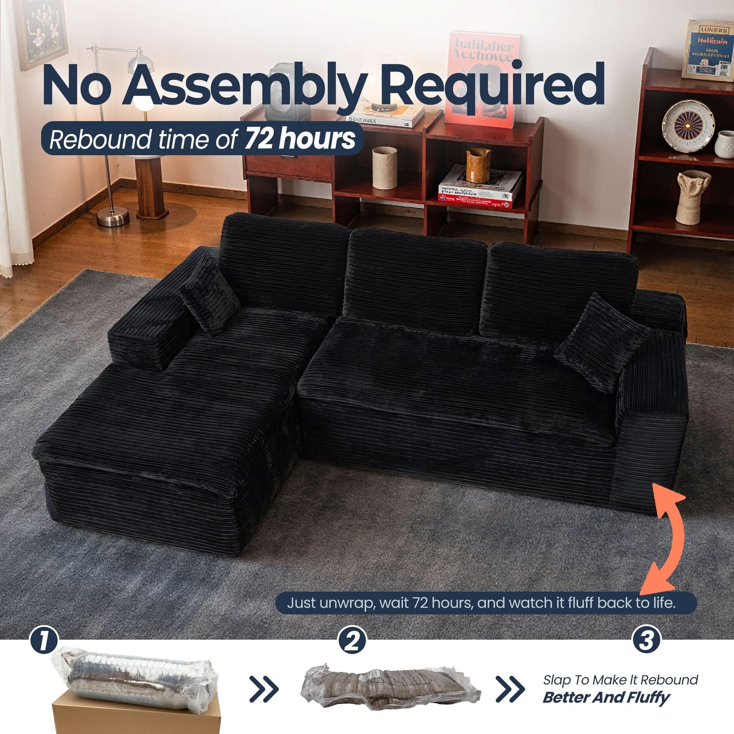 Modular L-Shape Sectional Sofa with Chaise, Deep Seat Cloud Couch