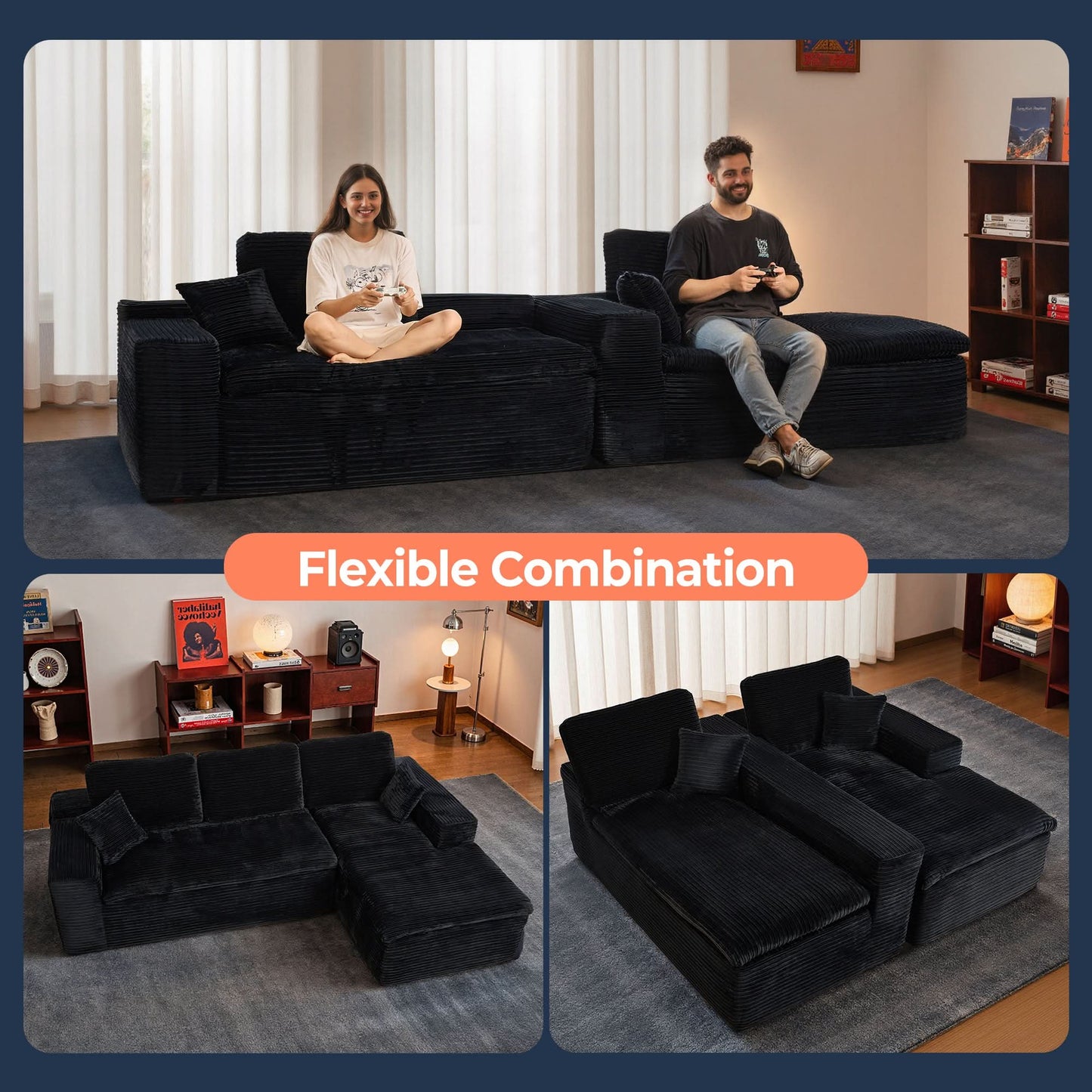 Modular L-Shape Sectional Sofa with Chaise, Deep Seat Cloud Couch