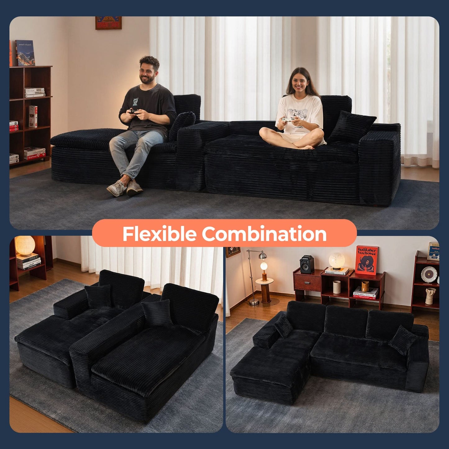 Modular L-Shape Sectional Sofa with Chaise, Deep Seat Cloud Couch
