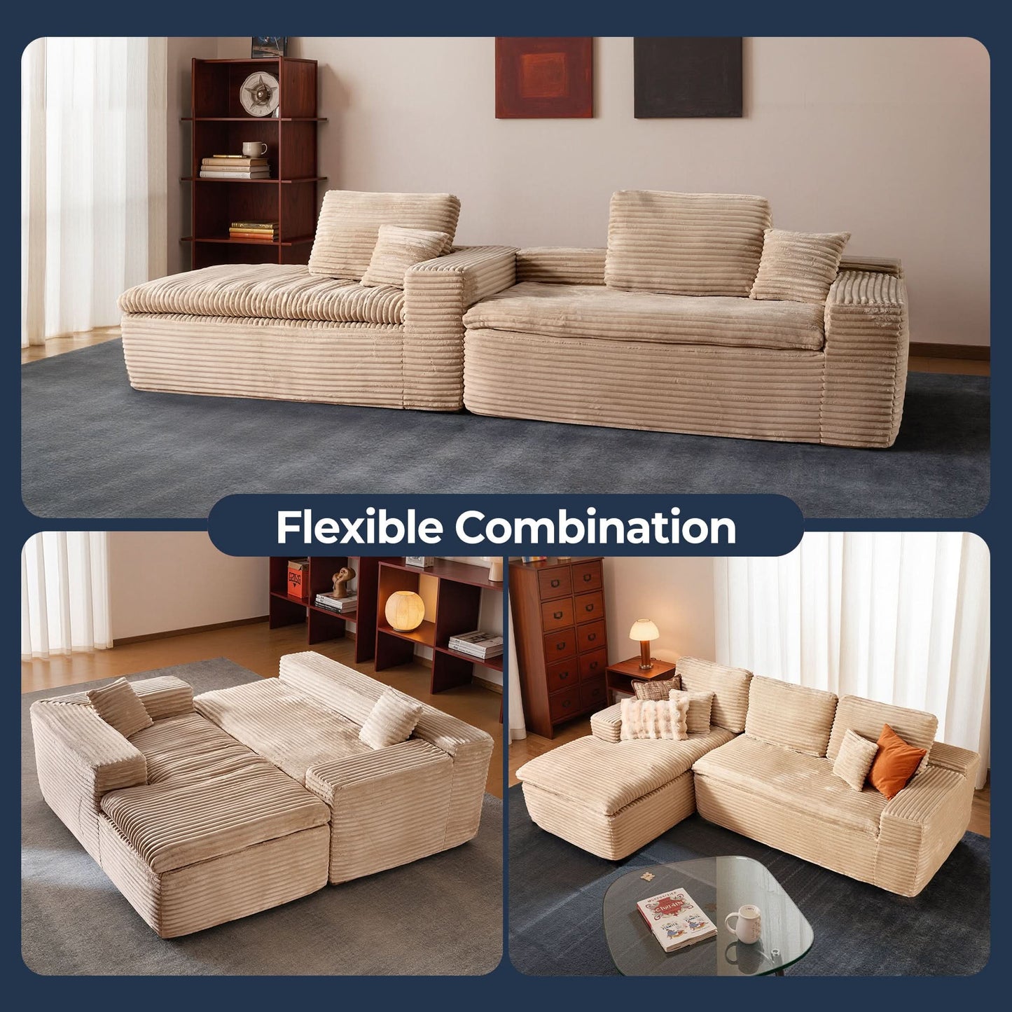 105" Modular Sectional Sofa with Chaise,Deep Seat Cloud Couch, Modern L-Shape