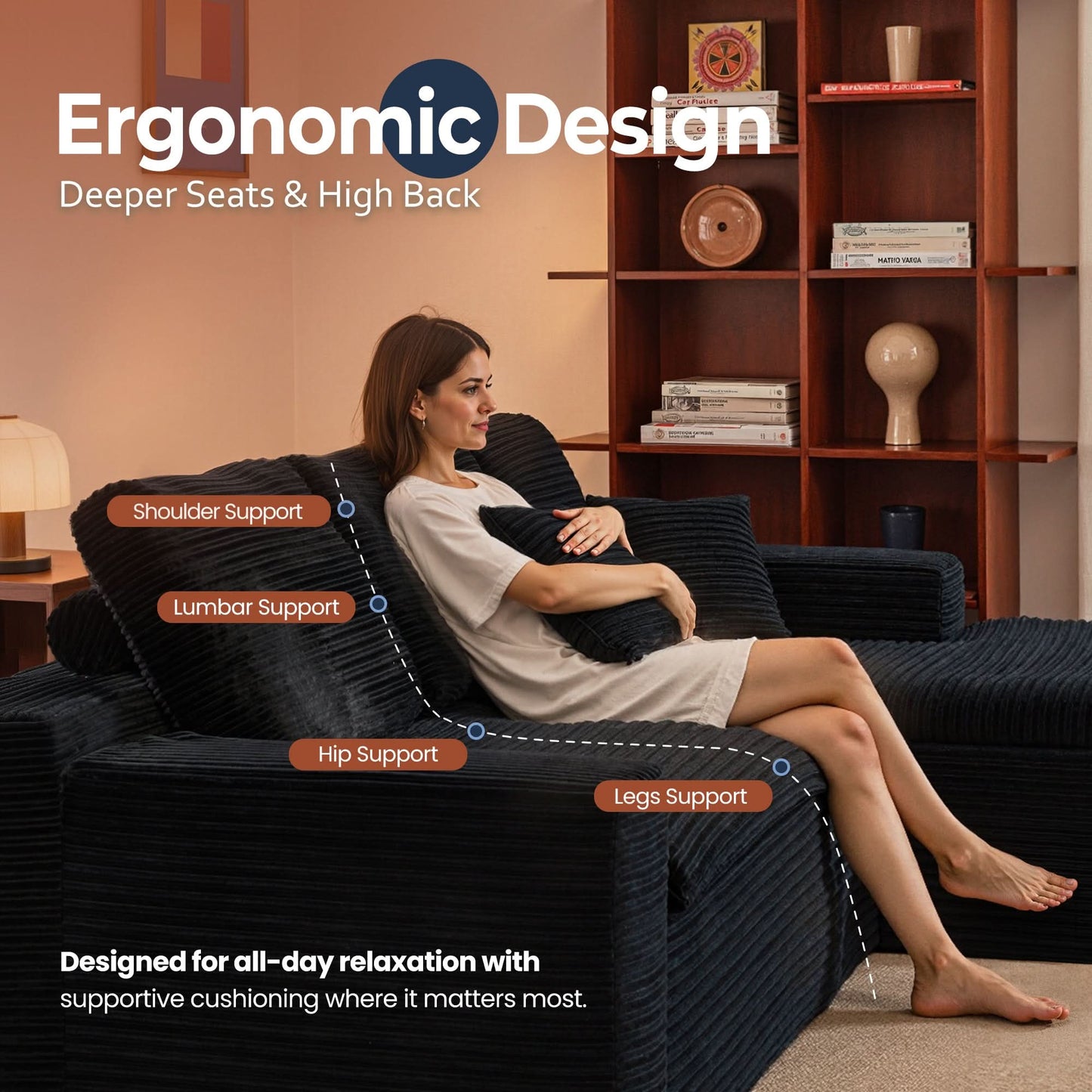 Modular L-Shape Sectional Sofa with Chaise, Deep Seat Cloud Couch