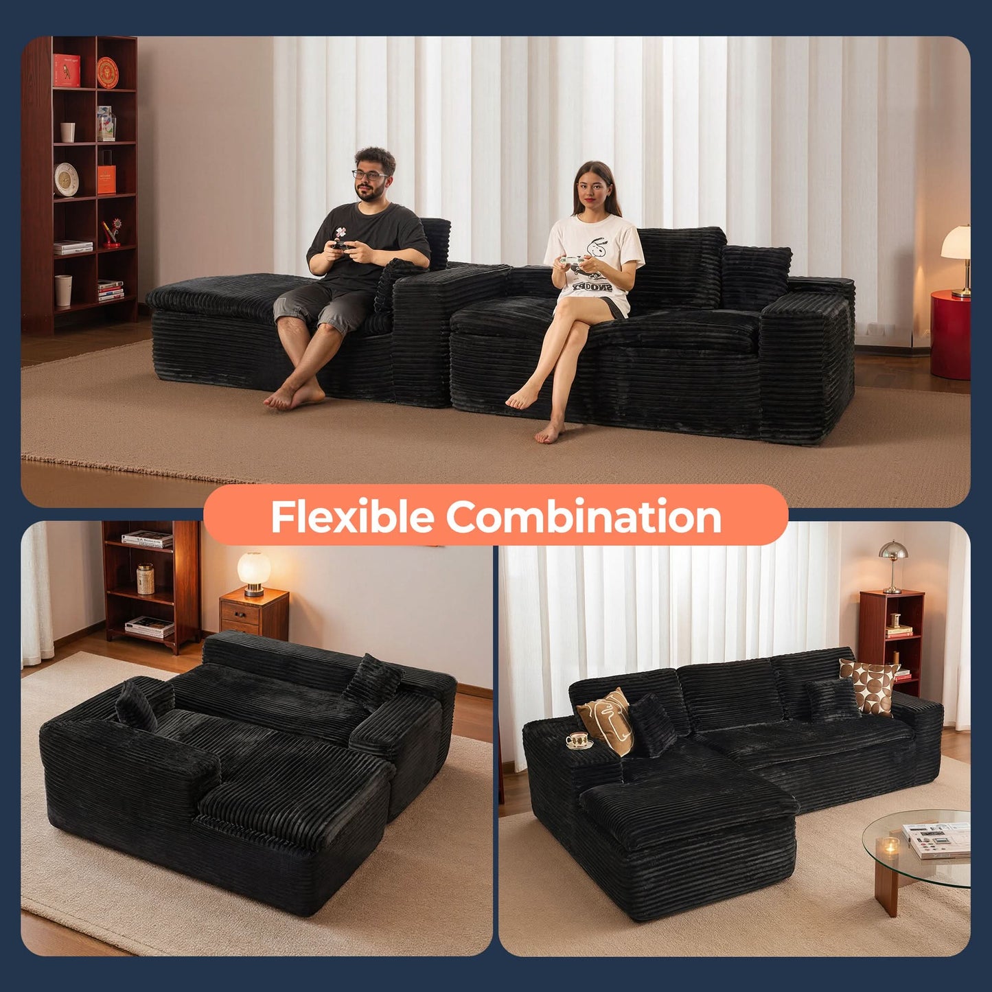 105" Modular Sectional Sofa with Chaise,Deep Seat Cloud Couch, Modern L-Shape
