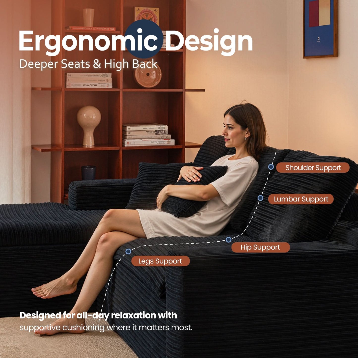 Modular L-Shape Sectional Sofa with Chaise, Deep Seat Cloud Couch