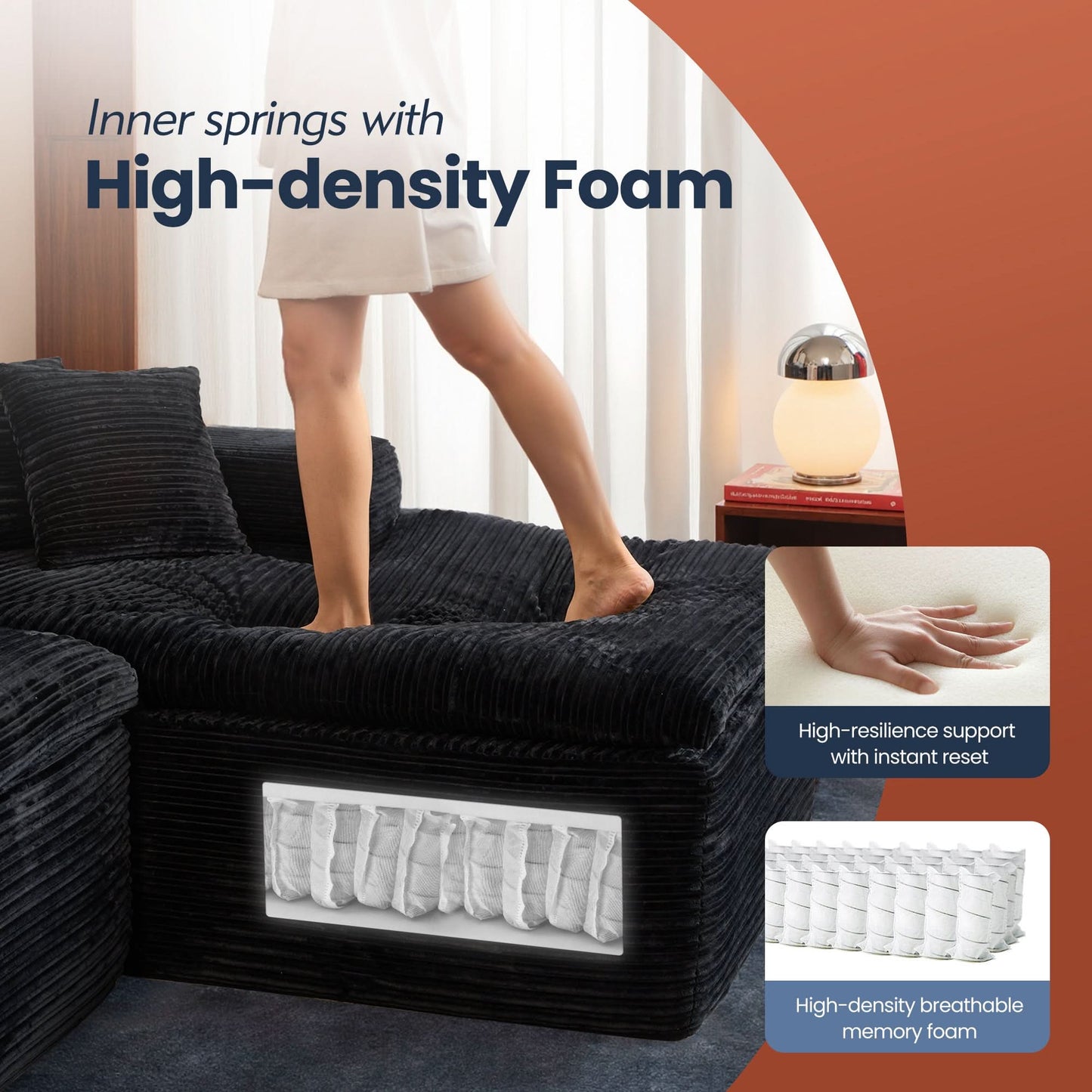 105" Modular Sectional Sofa with Chaise,Deep Seat Cloud Couch, Modern L-Shape