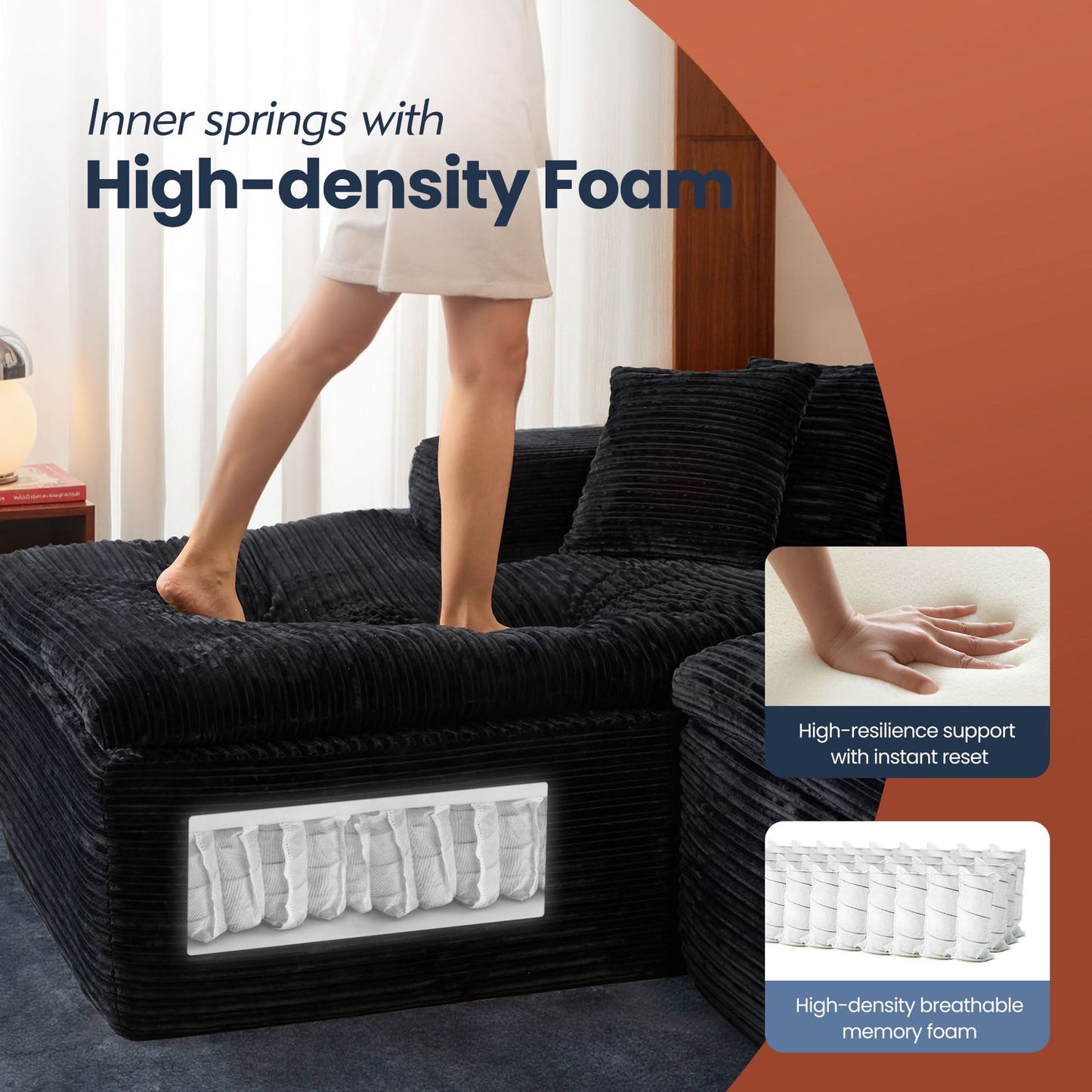 Modular L-Shape Sectional Sofa with Chaise, Deep Seat Cloud Couch