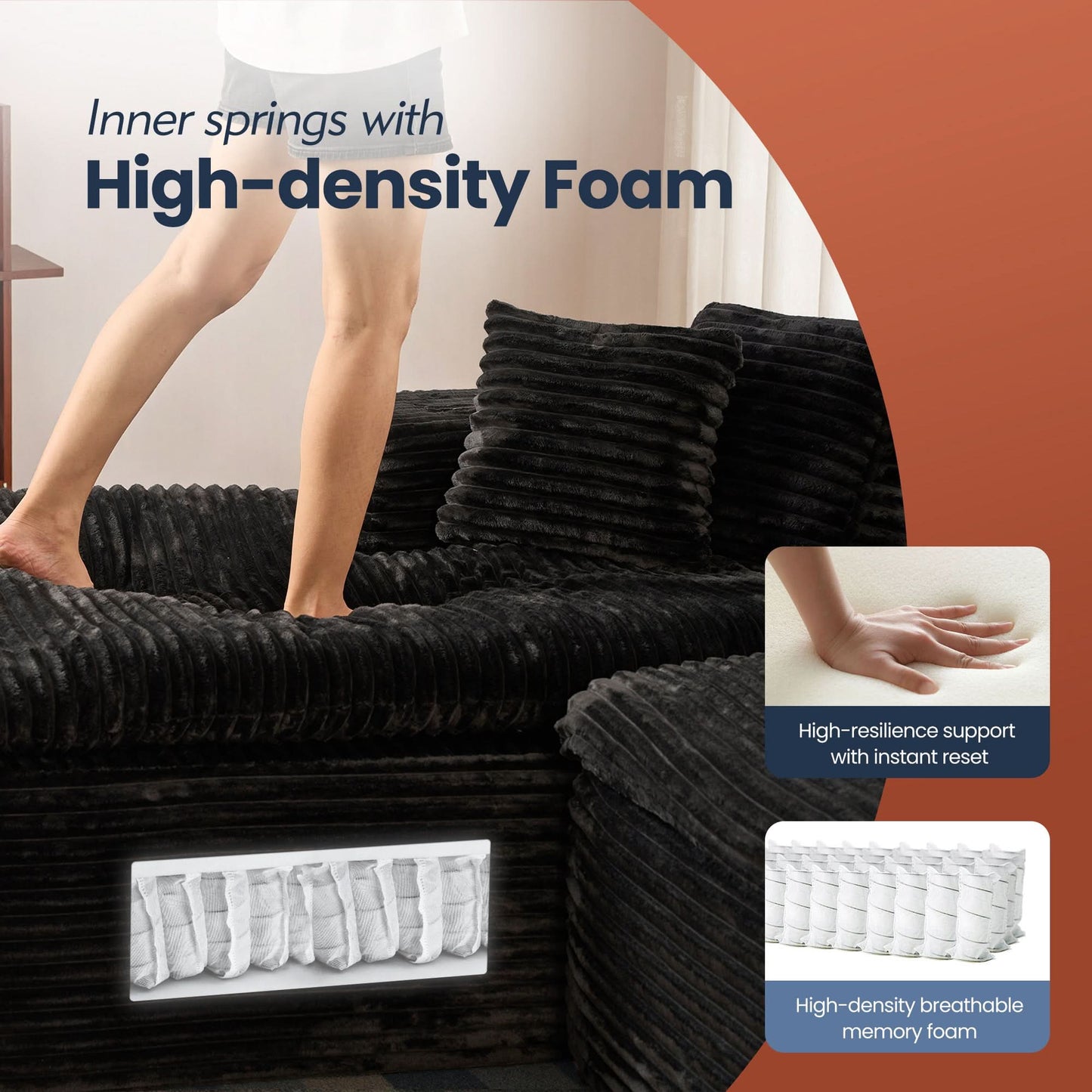 105" Modular Sectional Sofa with Chaise,Deep Seat Cloud Couch, Modern L-Shape