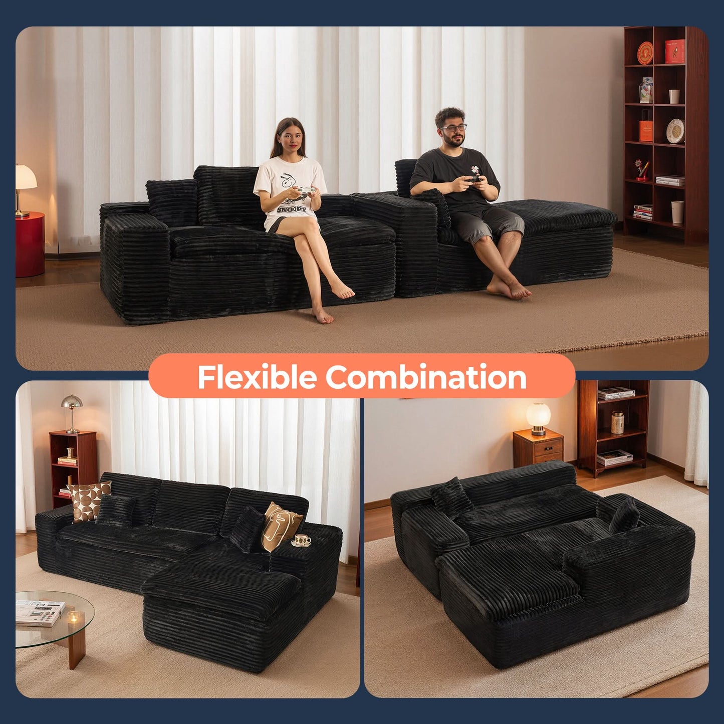 105" Modular Sectional Sofa with Chaise,Deep Seat Cloud Couch, Modern L-Shape