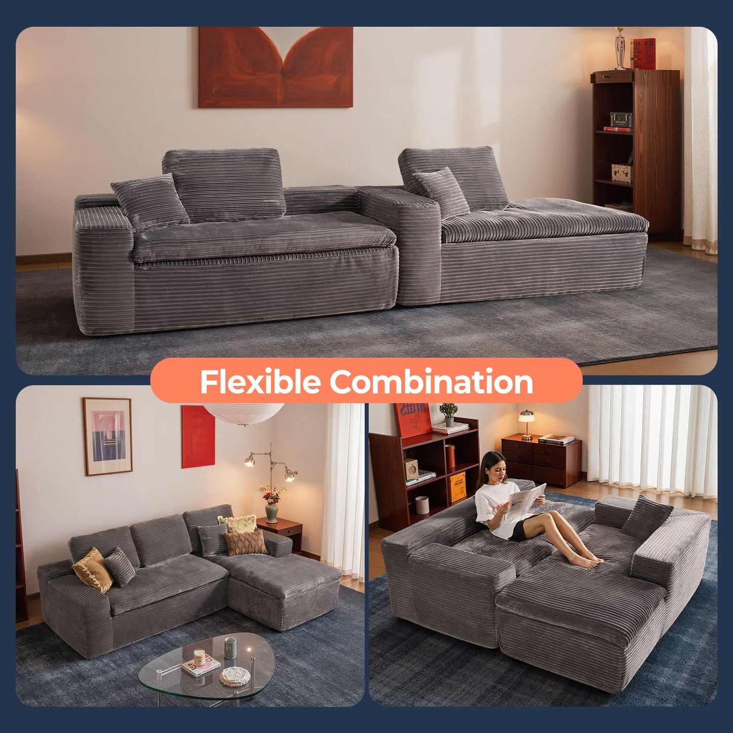 105" Modular Sectional Sofa with Chaise,Deep Seat Cloud Couch, Modern L-Shape