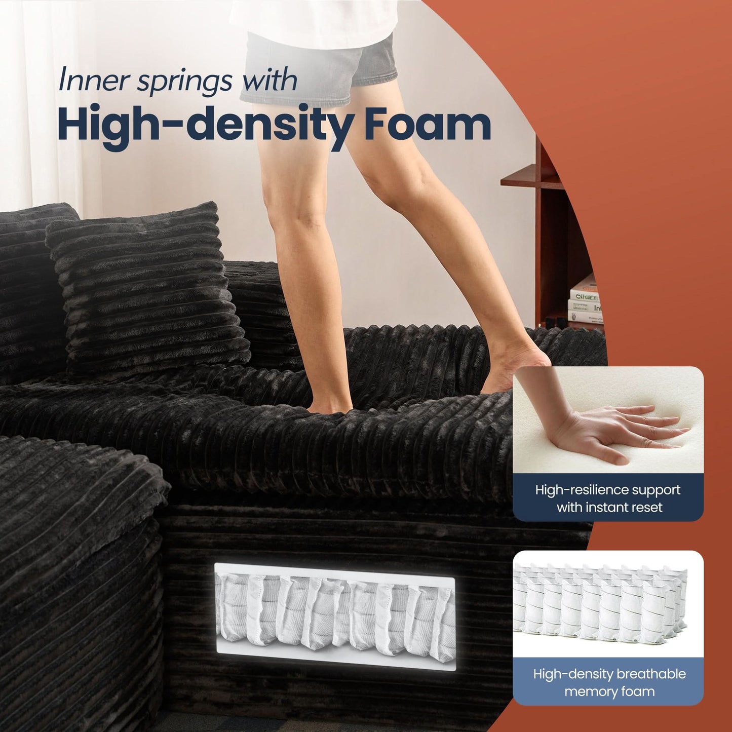 105" Modular Sectional Sofa with Chaise,Deep Seat Cloud Couch, Modern L-Shape