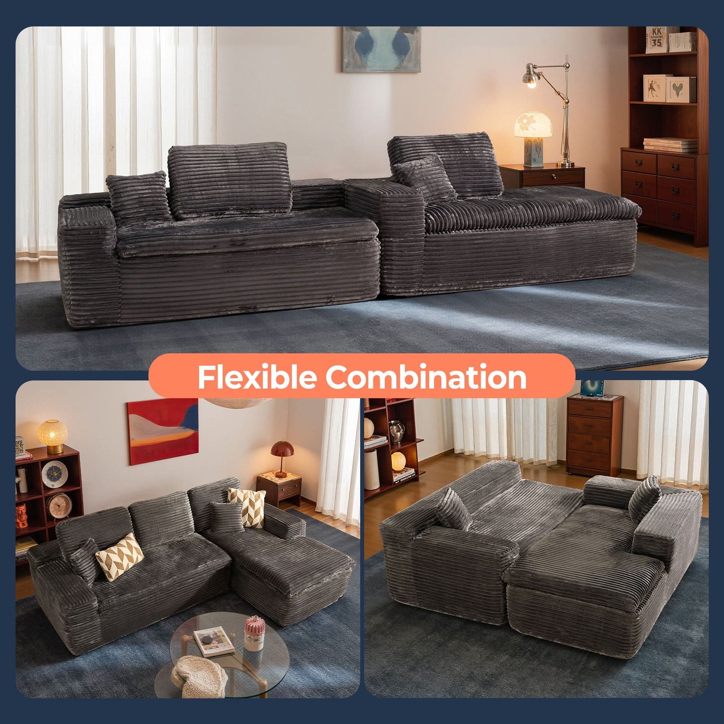 105" Modular Sectional Sofa with Chaise,Deep Seat Cloud Couch, Modern L-Shape
