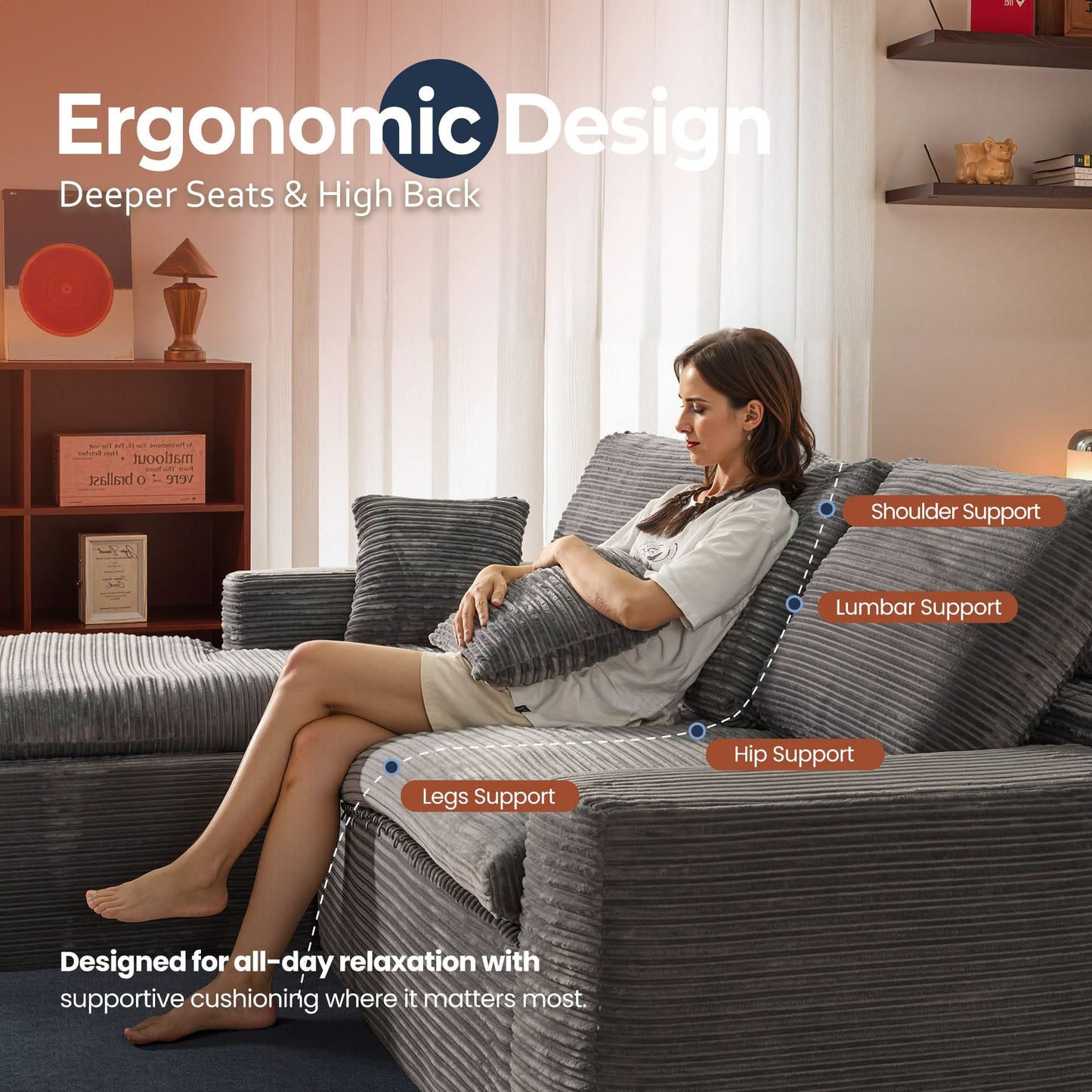 Modular L-Shape Sectional Sofa with Chaise, Deep Seat Cloud Couch