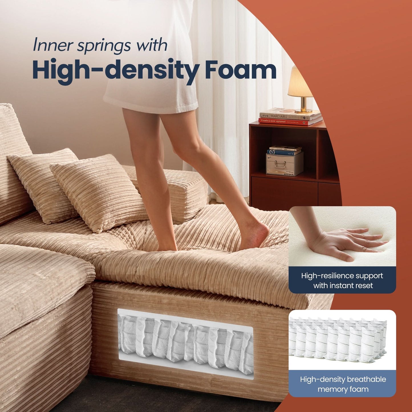 Modular L-Shape Sectional Sofa with Chaise, Deep Seat Cloud Couch